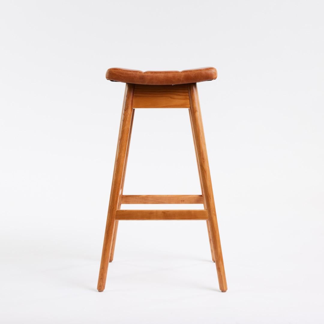 TH Brown Martelle Bar Stool in Ash Teak Finish Australian Iconic Designer Piece  In New Condition For Sale In Adelaide, SA