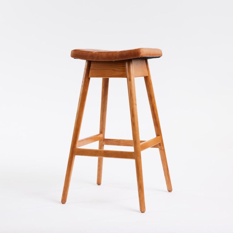 TH Brown Martelle Bar Stool in Ash Teak Finish Australian Iconic