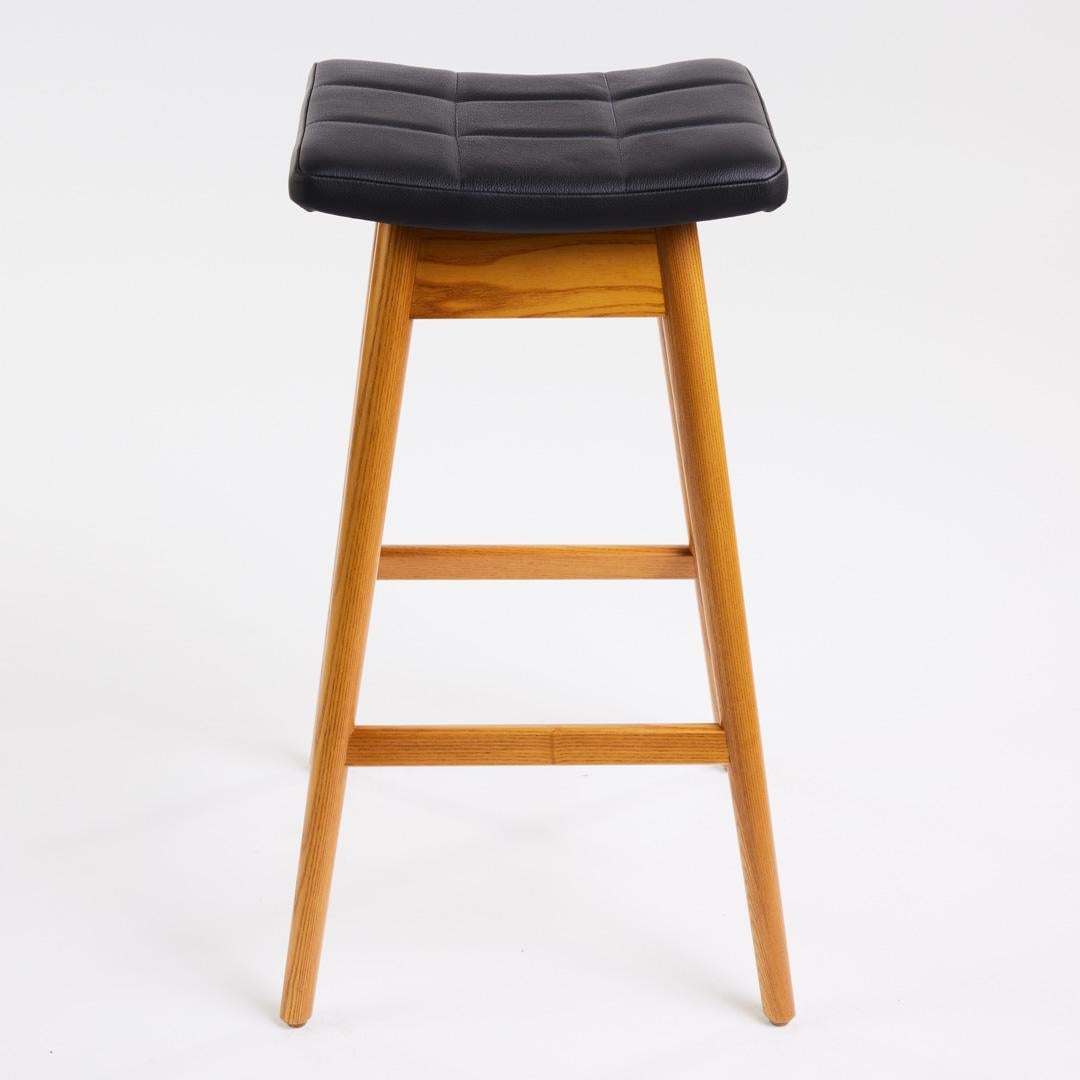 Leather TH Brown Martelle Bar Stool in Light Ash Australian Iconic Designer Piece For Sale