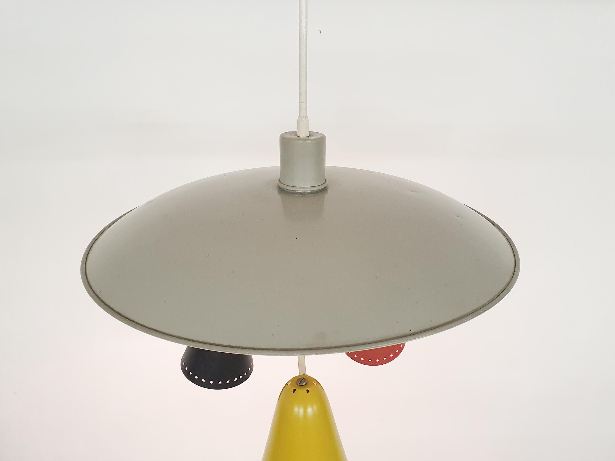 Metal T.H. Busquet for Hala pendant light, The Netherlands, 1955
