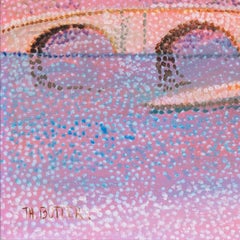 'Autumn in Paris', the Seine and the Pont Neuf, Île de la Cité, Pointillist Oil