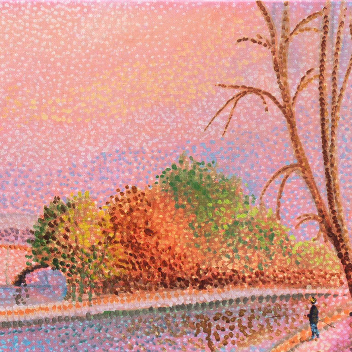 Automne à Paris', la Seine et le Pont Neuf, Île de la Cité, Huile pointilliste en vente 1