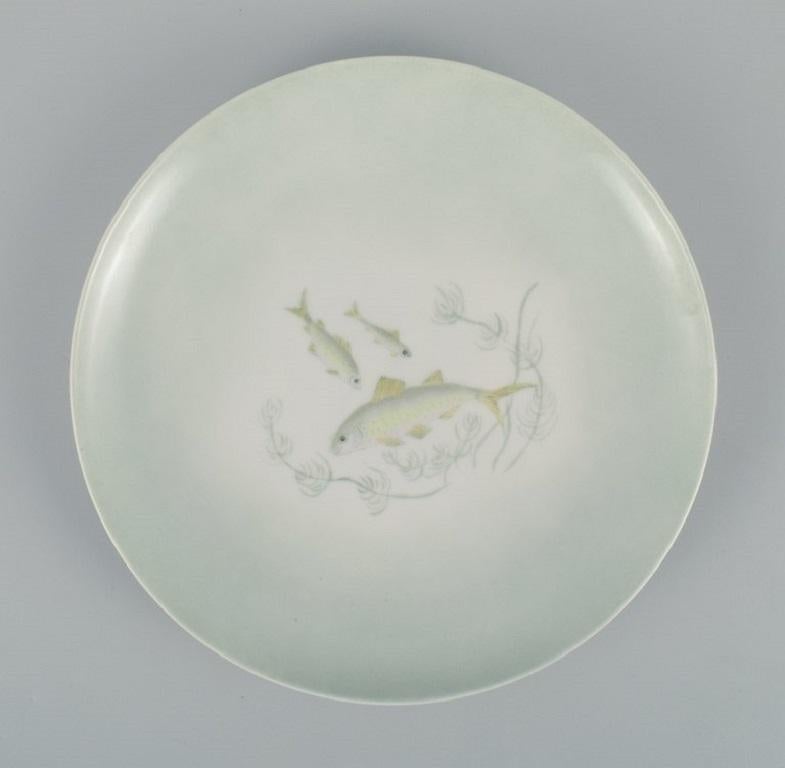 Danish Th. Karlinder for Bing & Grondahl, Six Dinner Plates with Fish Motifs For Sale
