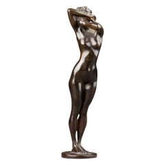 Th. Rivière: "Phryné", Patinated Bronze Sculpture, Cast by Susse foundry C. 1920