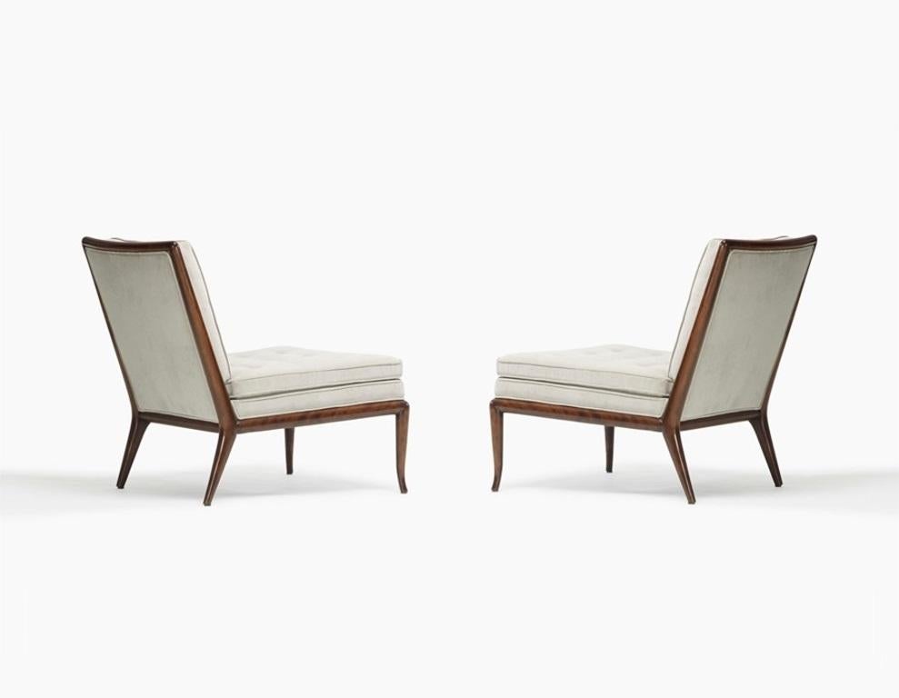 Velours T.H. Chaises à pantoufles Robjohn-Gibbings modèle WMB pour Widdicomb, années 1950 en vente