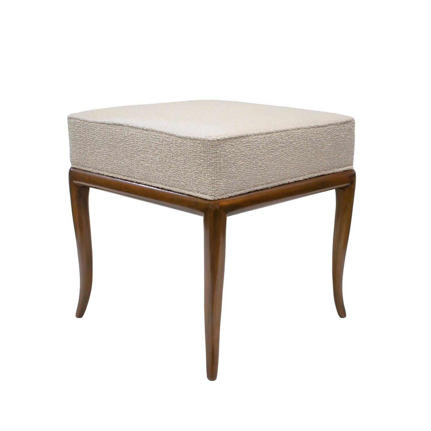 Mid-Century Modern T.H. Robsjohn-Gibbings Rare Pair of Benches with Gently Curving Legs 1950s