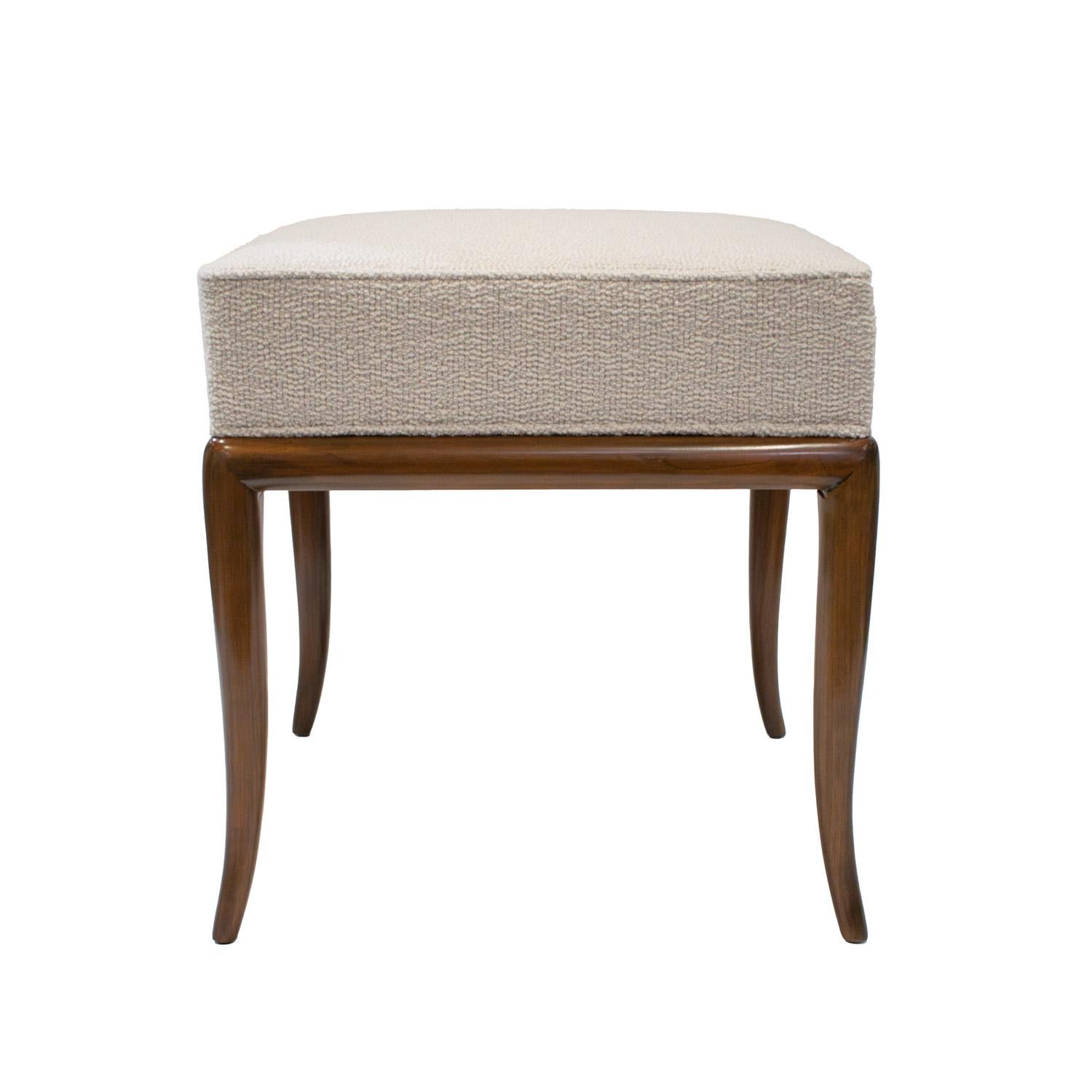 American T.H. Robsjohn-Gibbings Rare Pair of Benches with Gently Curving Legs 1950s