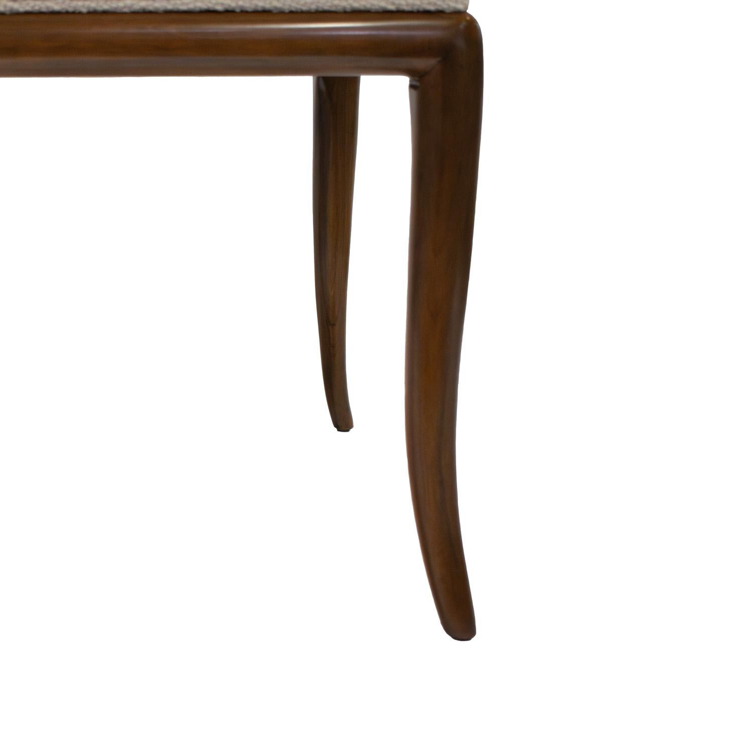Hand-Crafted T.H. Robsjohn-Gibbings Rare Pair of Benches with Gently Curving Legs 1950s