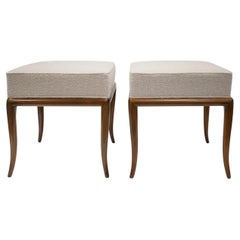 T.H. Robsjohn-Gibbings Rara coppia di panche con gambe dolcemente curve Anni '50