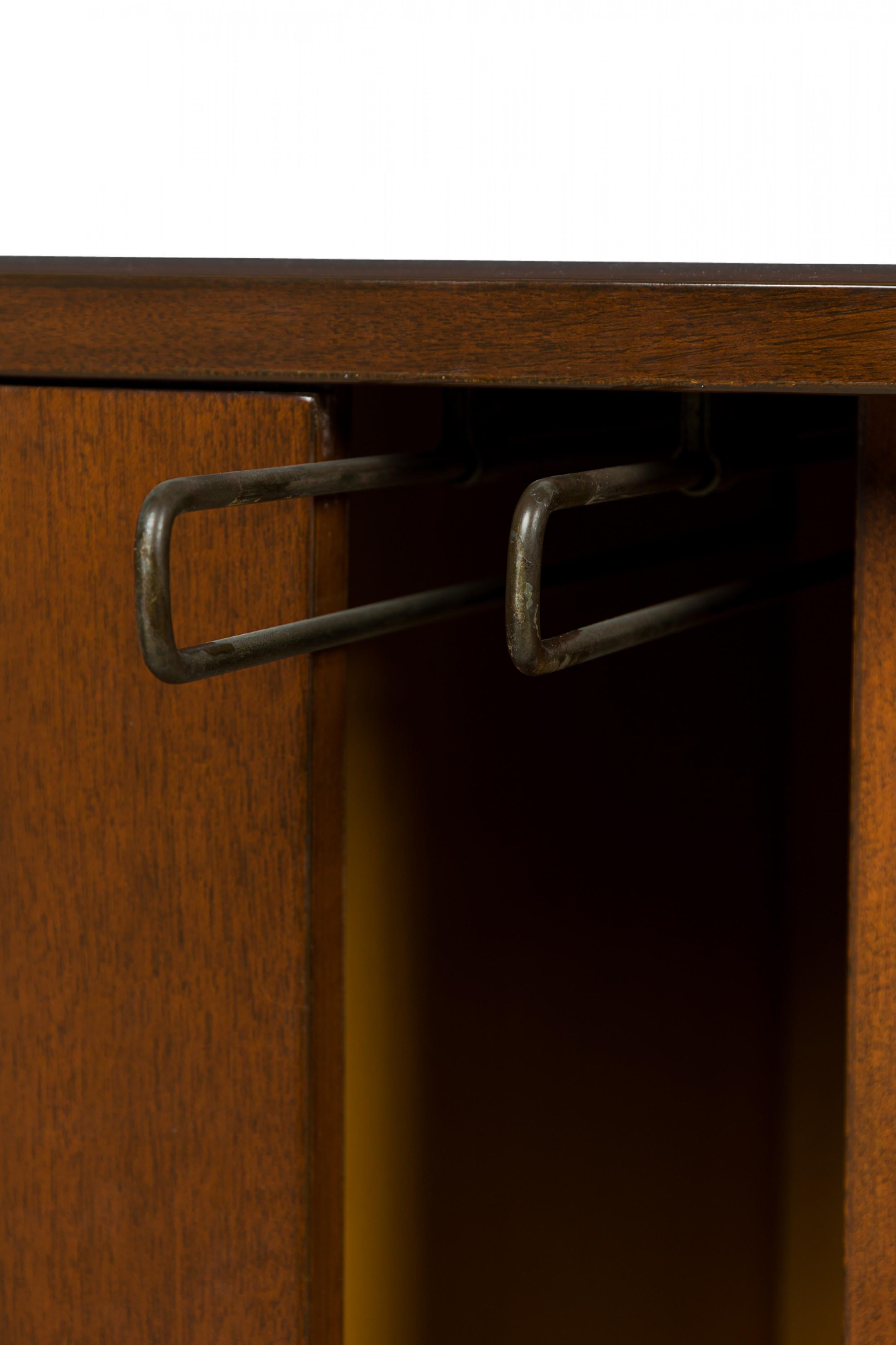 T.H. Robsjohn-Gibbings American Lacquered Walnut Sliding Door Cabinet For Sale 5