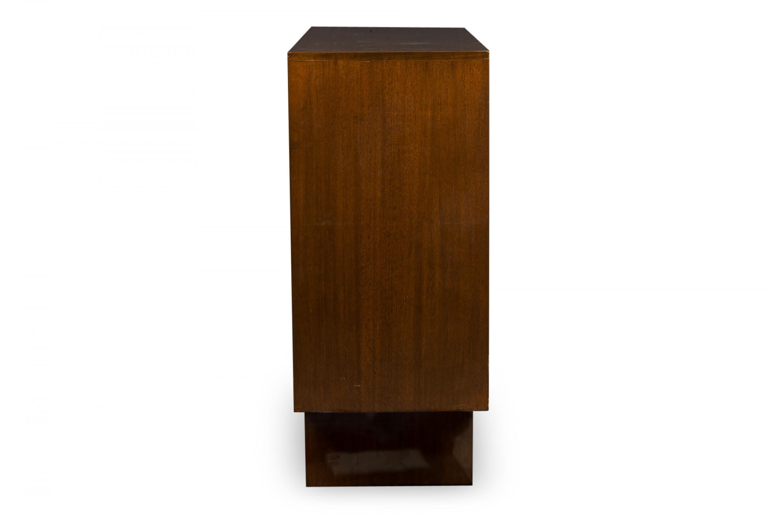 Mid-Century Modern T.H. Robsjohn-Gibbings American Lacquered Walnut Sliding Door Cabinet For Sale