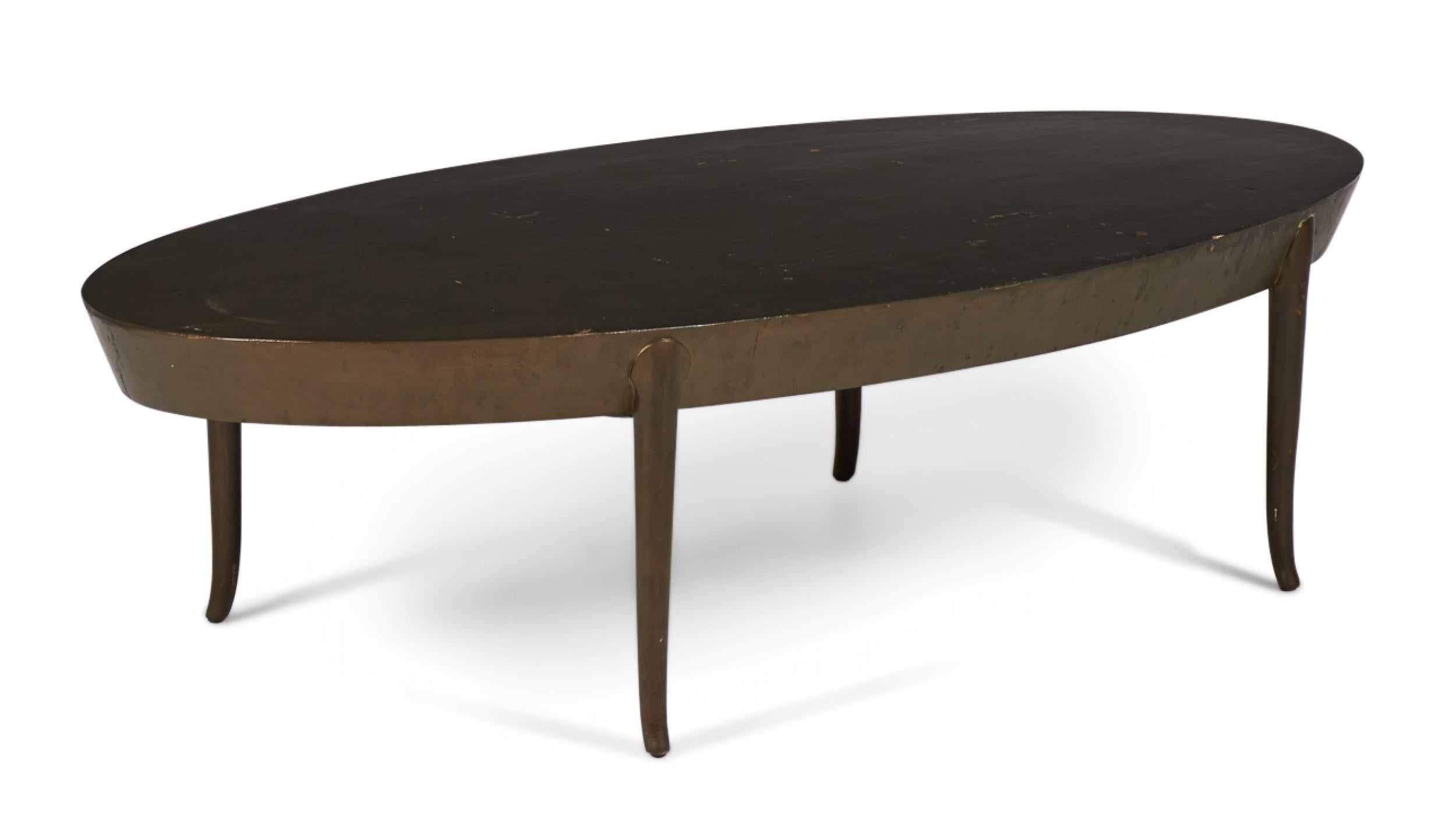 T.H. Robsjohn-Gibbings American Mid-Century Oval Wooden Cocktail / Coffee Table In Good Condition For Sale In New York, NY
