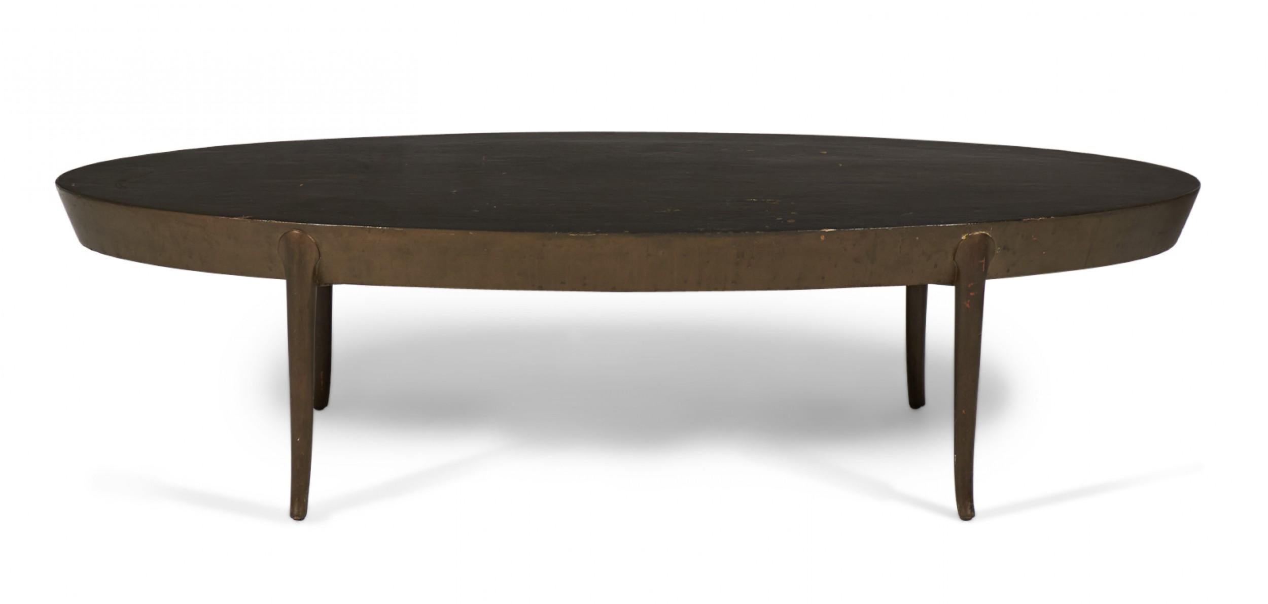 20th Century T.H. Robsjohn-Gibbings American Mid-Century Oval Wooden Cocktail / Coffee Table For Sale