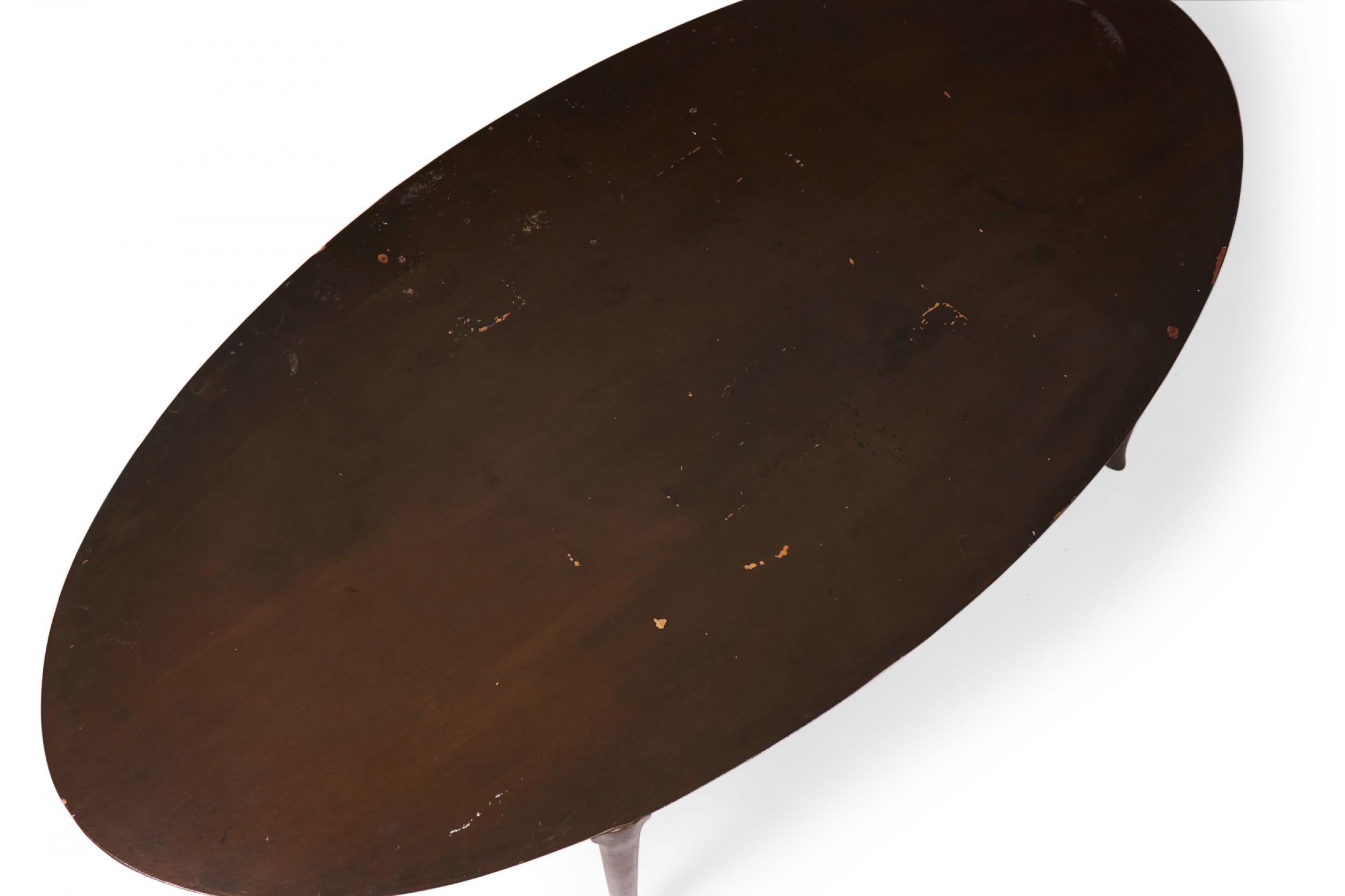 T.H. Robsjohn-Gibbings American Mid-Century Oval Wooden Cocktail / Coffee Table For Sale 4