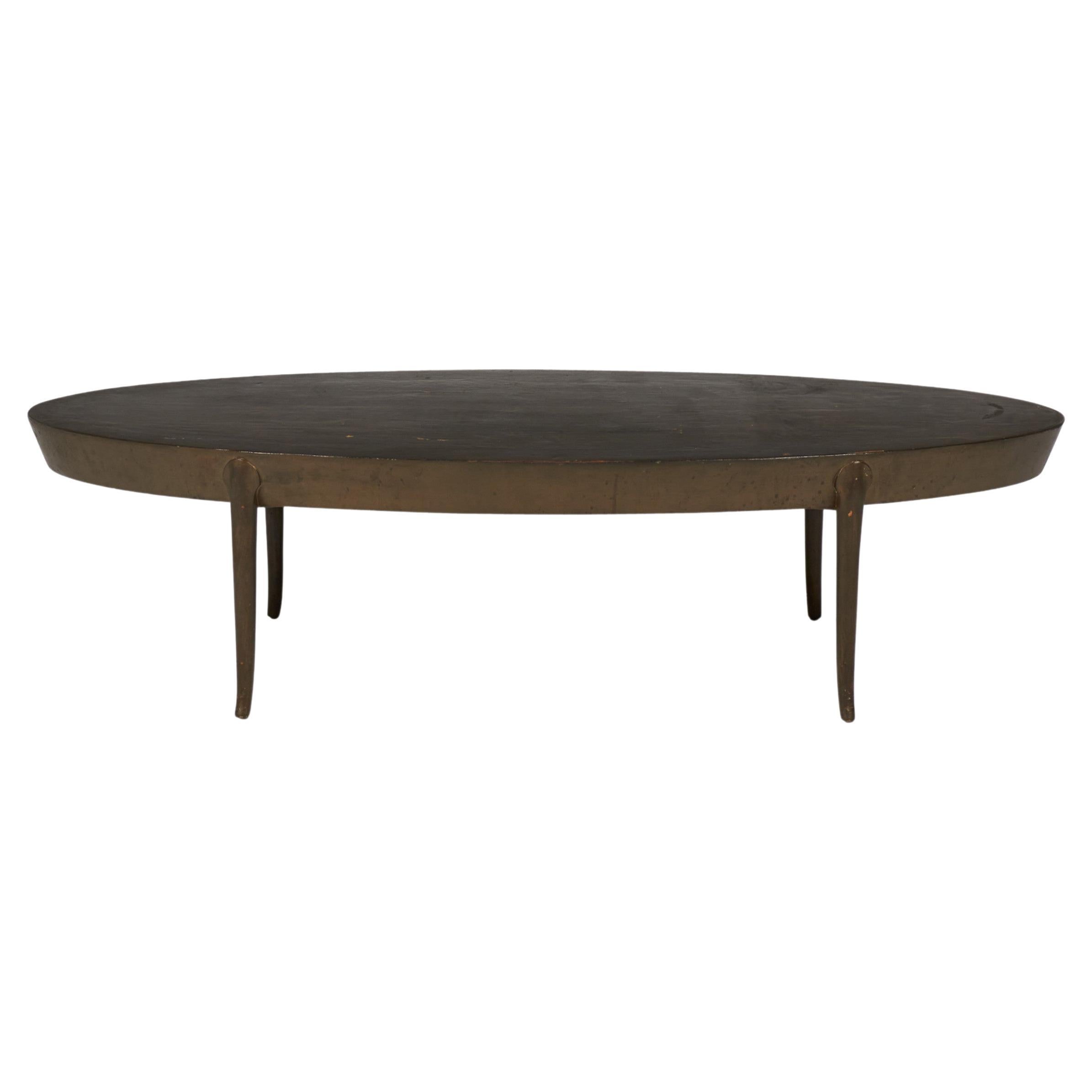 T.H. Robsjohn-Gibbings American Mid-Century Oval Wooden Cocktail / Coffee Table For Sale