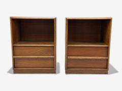 T.H. Robsjohn-Gibbings, American Modern, Walnut, Open Nightstands, USA, 1960s