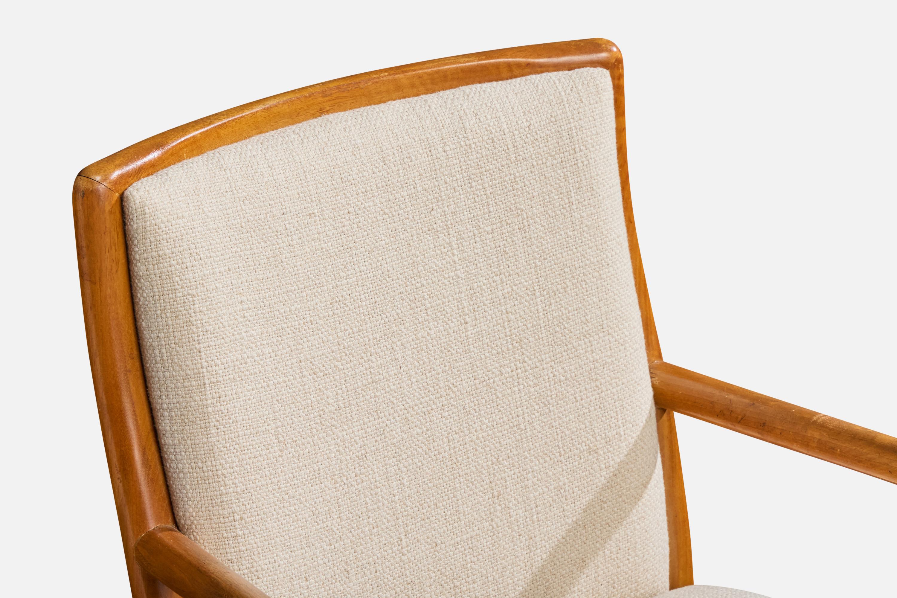 T.H. Robsjohn-Gibbings, Sillón, Nogal, Tela, EEUU, Años 50 en venta 4