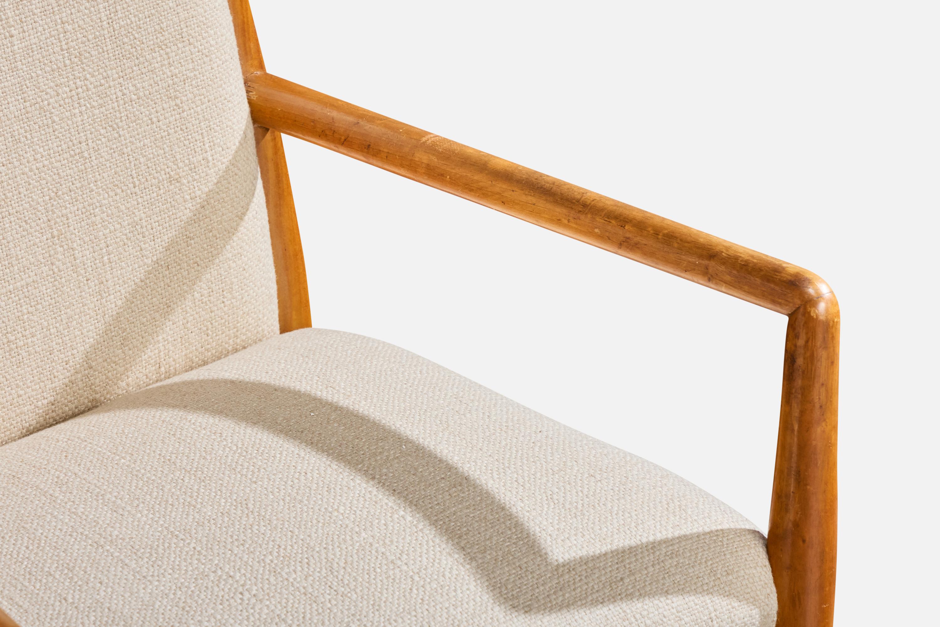 T.H. Robsjohn-Gibbings, Sillón, Nogal, Tela, EEUU, Años 50 en venta 5