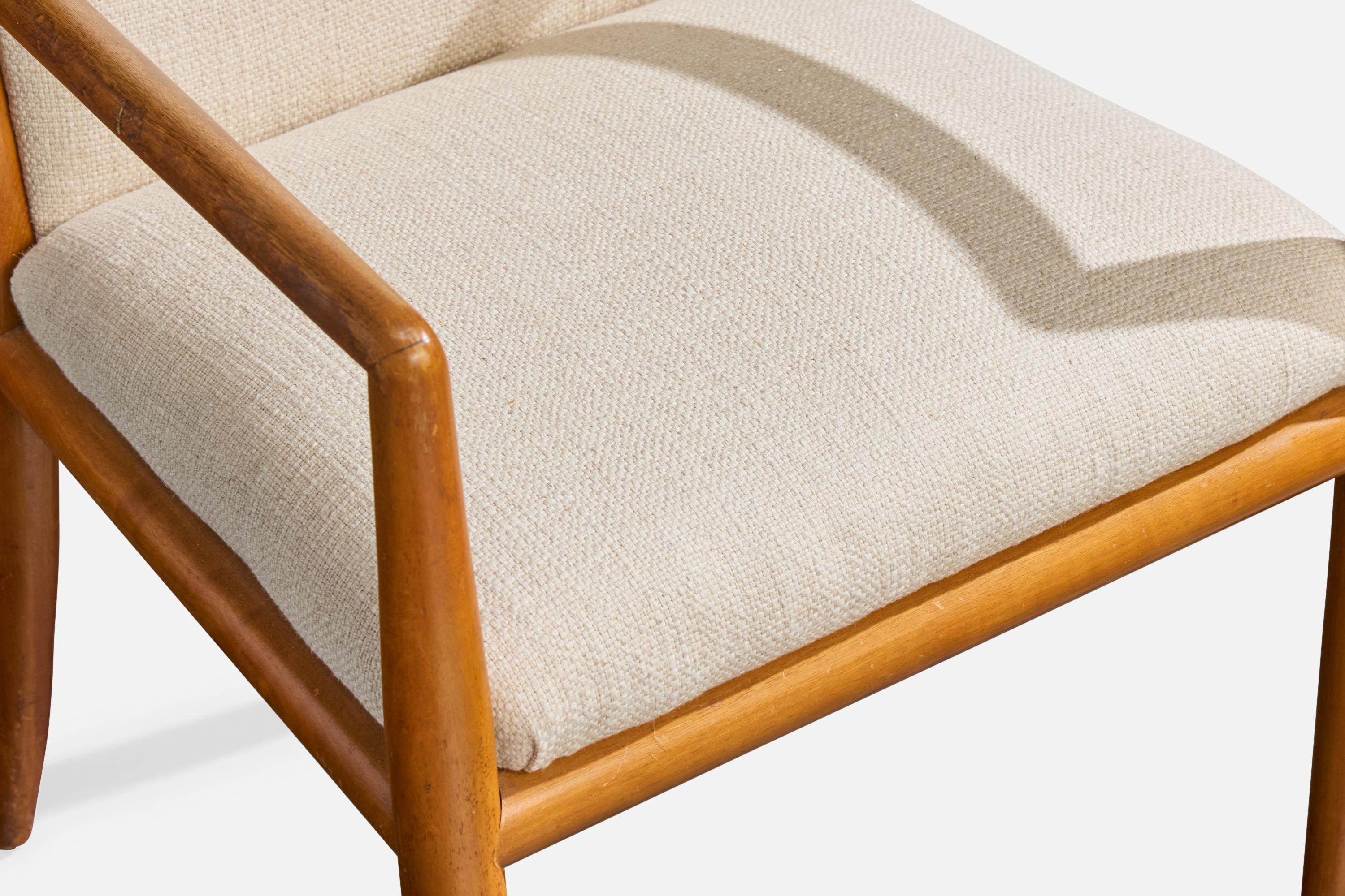 T.H. Robsjohn-Gibbings, Sillón, Nogal, Tela, EEUU, Años 50 en venta 6