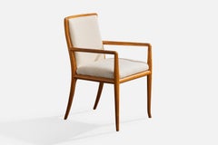 T.H. Robsjohn-Gibbings, fauteuil, noyer, tissu, USA, années 1950