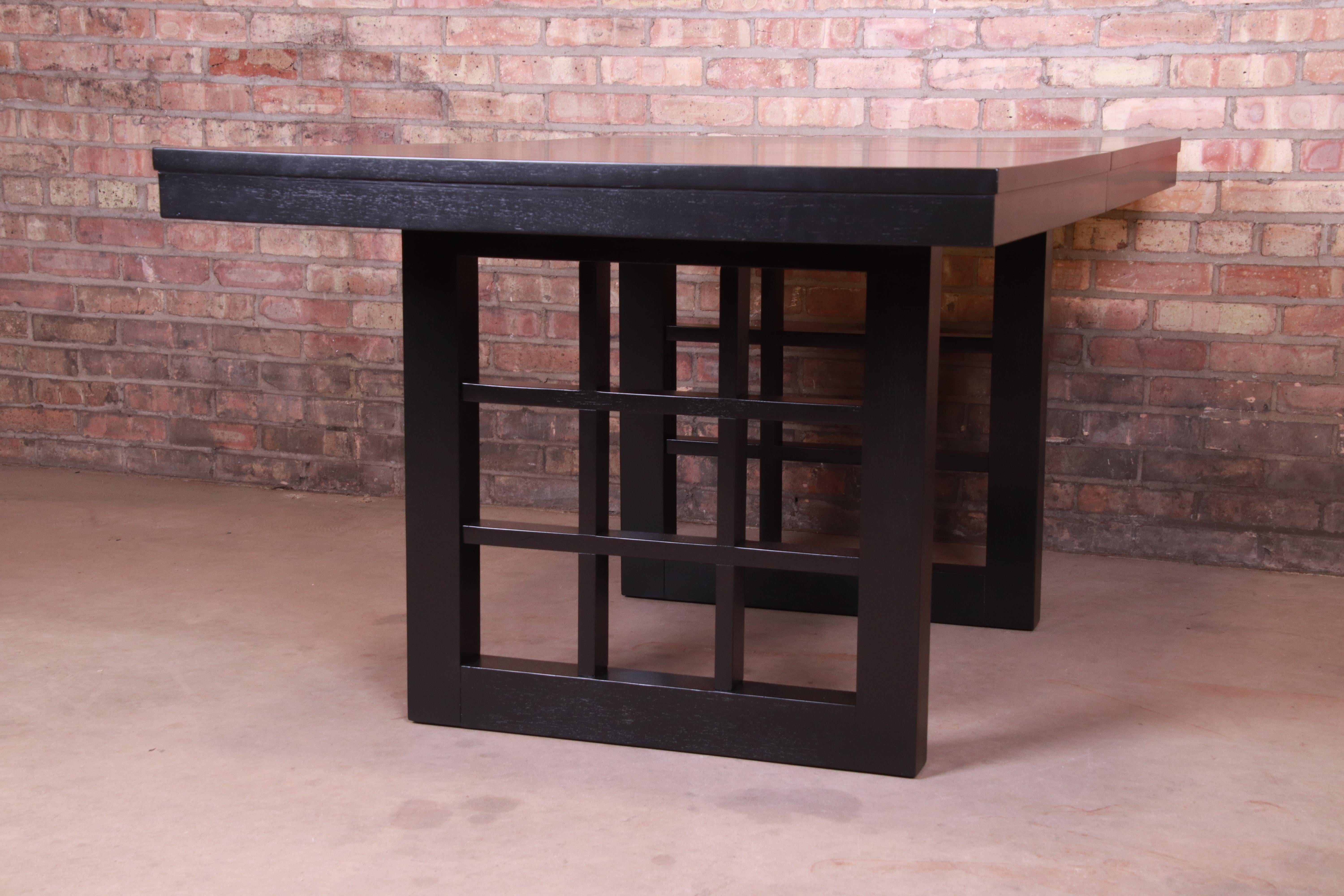 T.H. Robsjohn-Gibbings Attributed Black Lacquered Dining Table, Newly Refinished 6