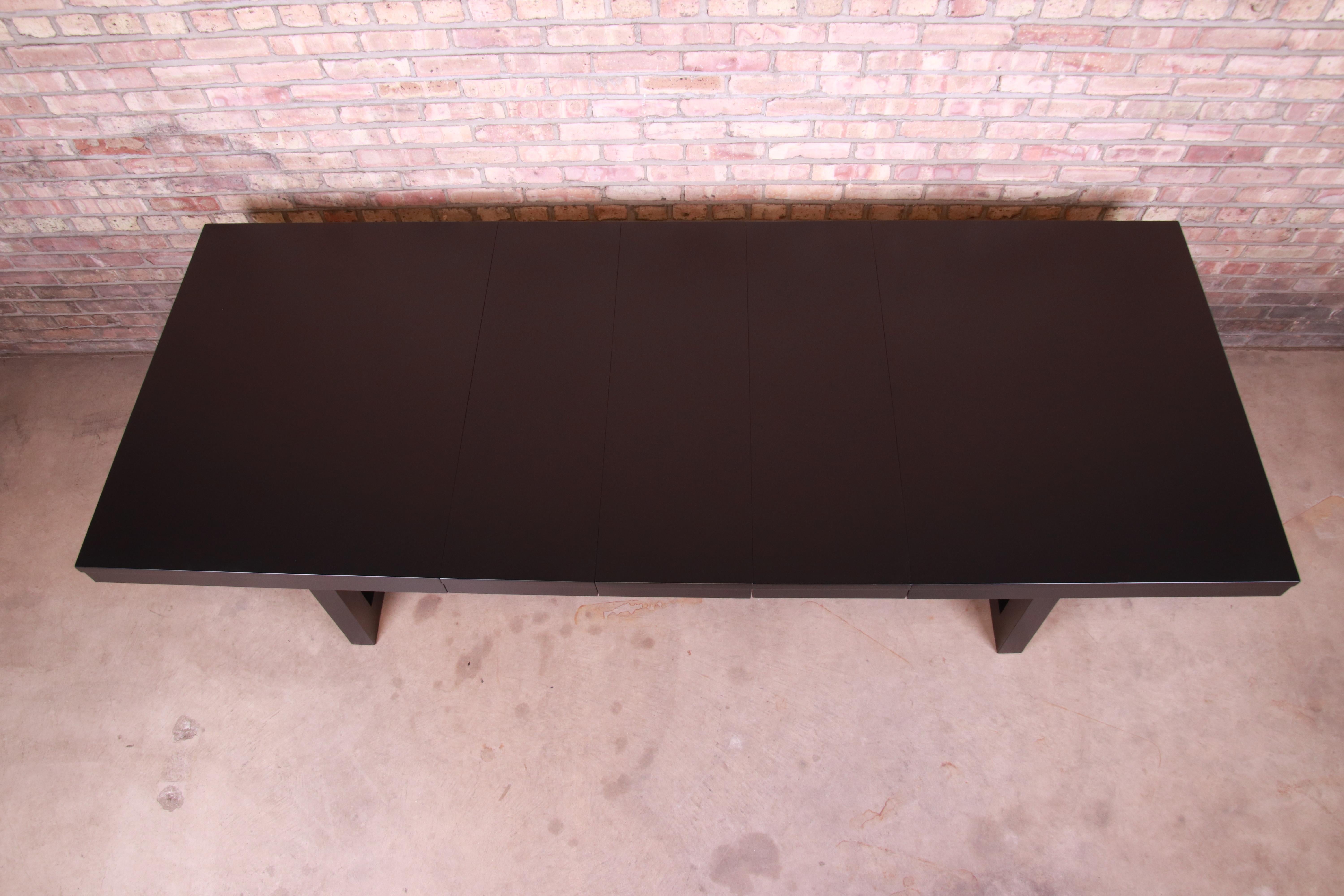 T.H. Robsjohn-Gibbings Attributed Black Lacquered Dining Table, Newly Refinished In Good Condition In South Bend, IN