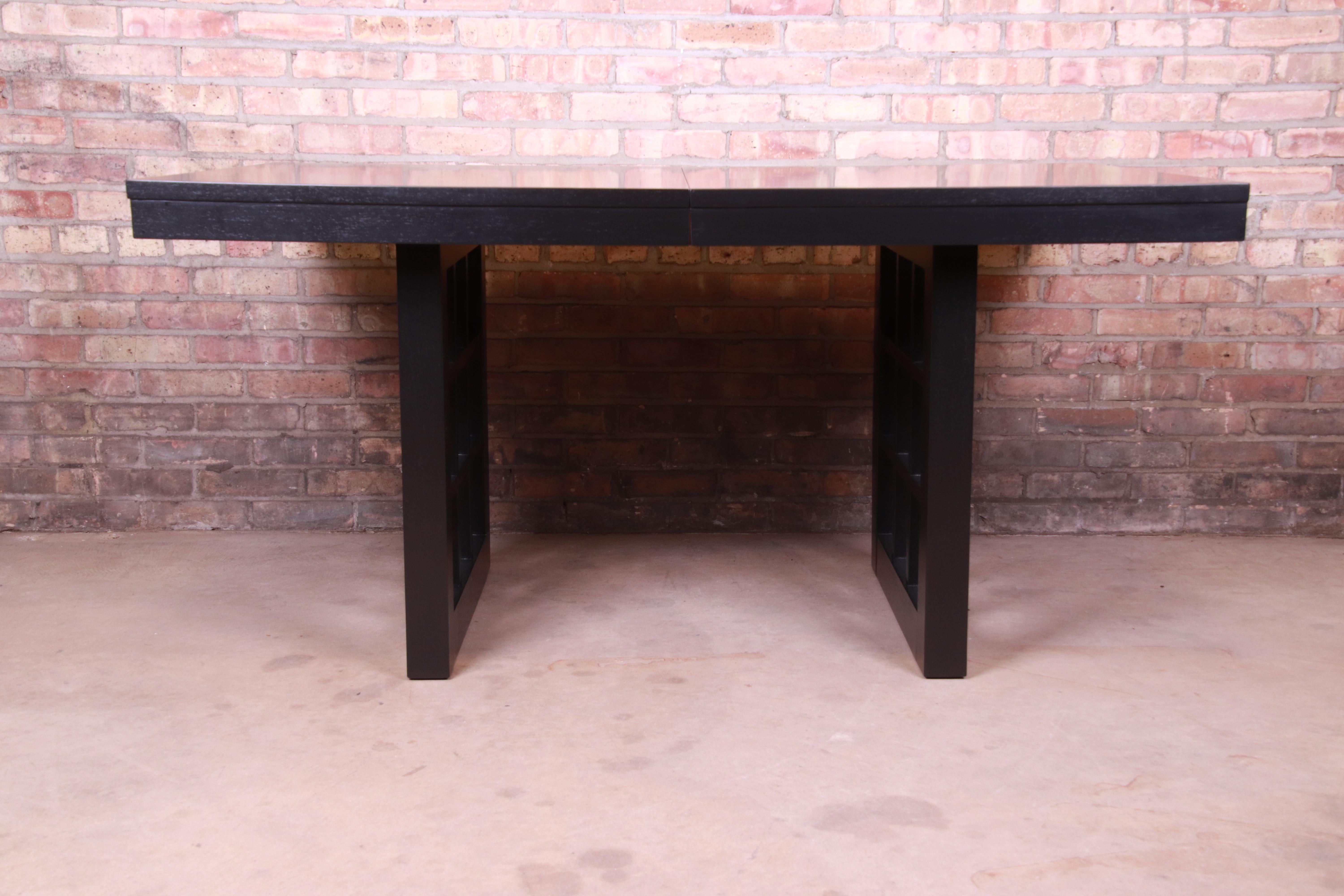 T.H. Robsjohn-Gibbings Attributed Black Lacquered Dining Table, Newly Refinished 1