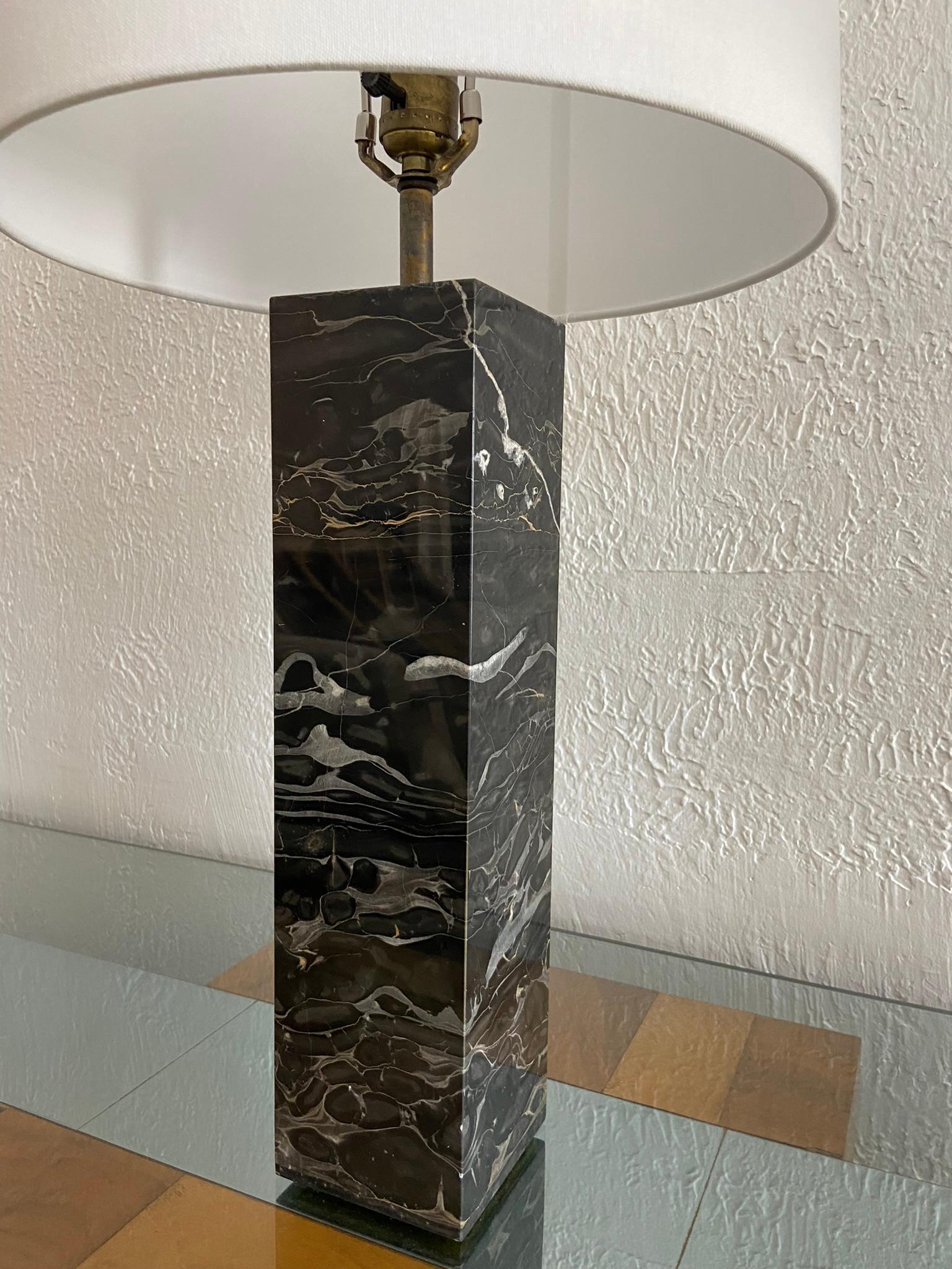 T.H Robsjohn Gibbings Attributed Black Marble Lamps, a Pair  In Good Condition For Sale In West Palm Beach, FL