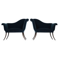 T.H. Robsjohn-Gibbings Attributed Neoclassical Style Klismos Settees, C. 1940s