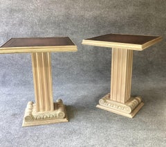 T.H. Beistelltische und Lederplatten, John Stuart Attribution, Paar, Rob Robsjohn Gibbings