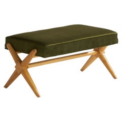 T.H. Robsjohn-Gibbings, Banc, Oak, Velours, USA, années 1950