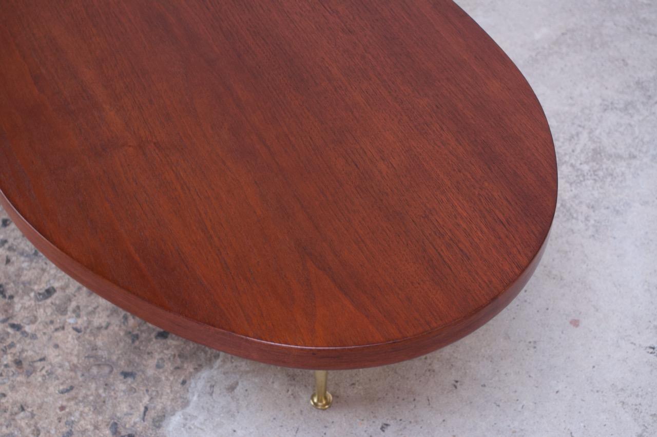 T.H. Robsjohn-Gibbings Biomorphic Walnut and Brass Coffee Table 6