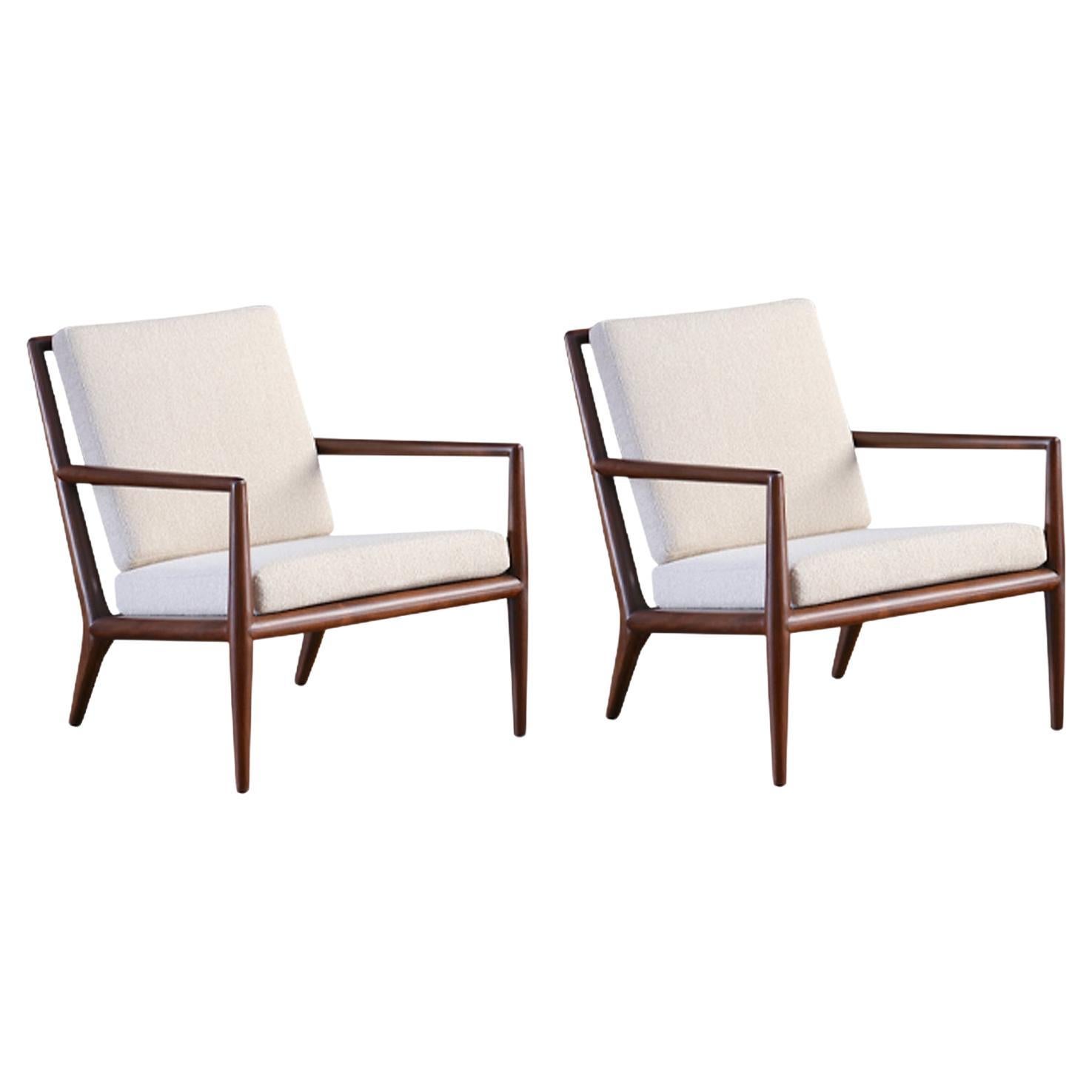 T.H. Robsjohn-Gibbings Boucle Lounge Chairs for Widdicomb