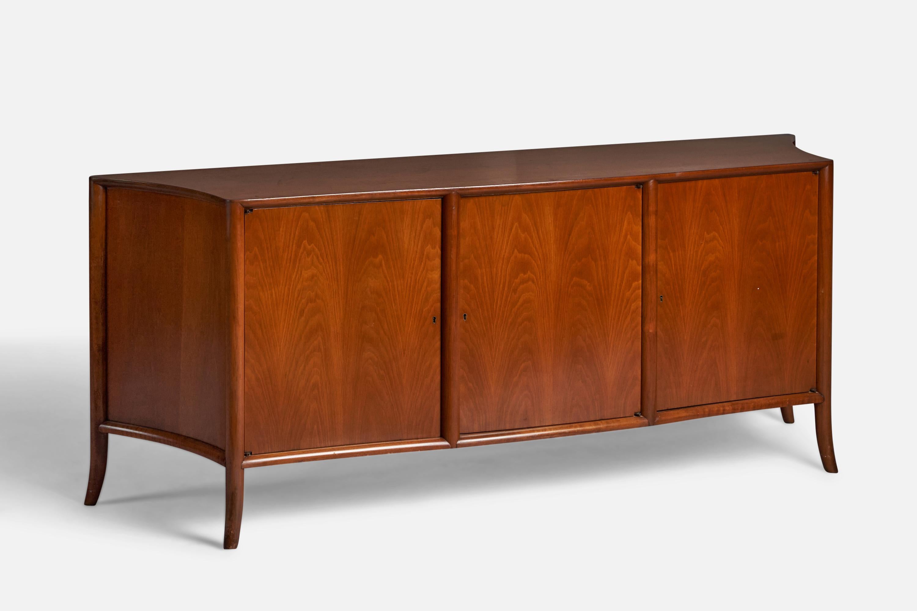 A walnut cabinet designed by T.H. Robsjohn-Gibbings and produced by Widdicomb, Grand Rapids, Michigan, USA, c. 1950s.