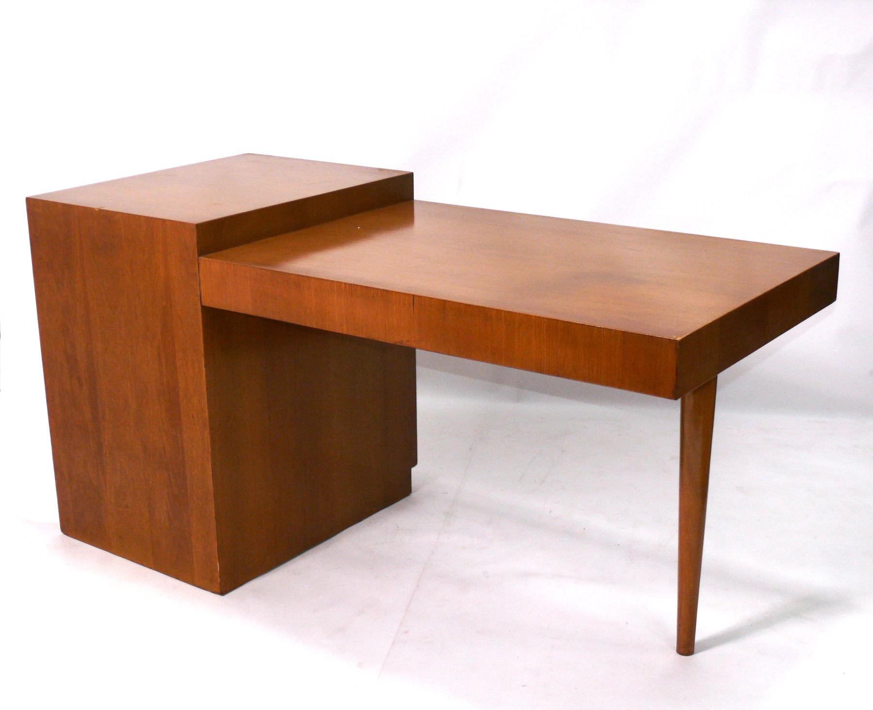 T.H. Robsjohn Gibbings Cantilevered Modern Desk Refinished In Good Condition For Sale In Atlanta, GA