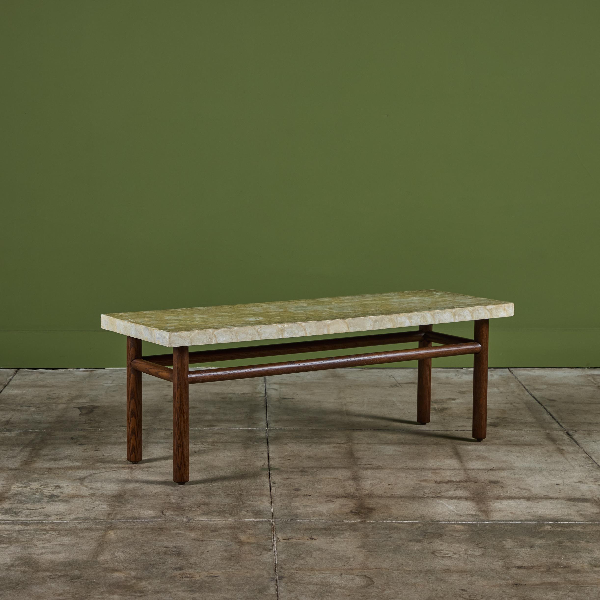 T.H. Robsjohn Gibbings Capiz Shell Coffee Table for Widdicomb 4