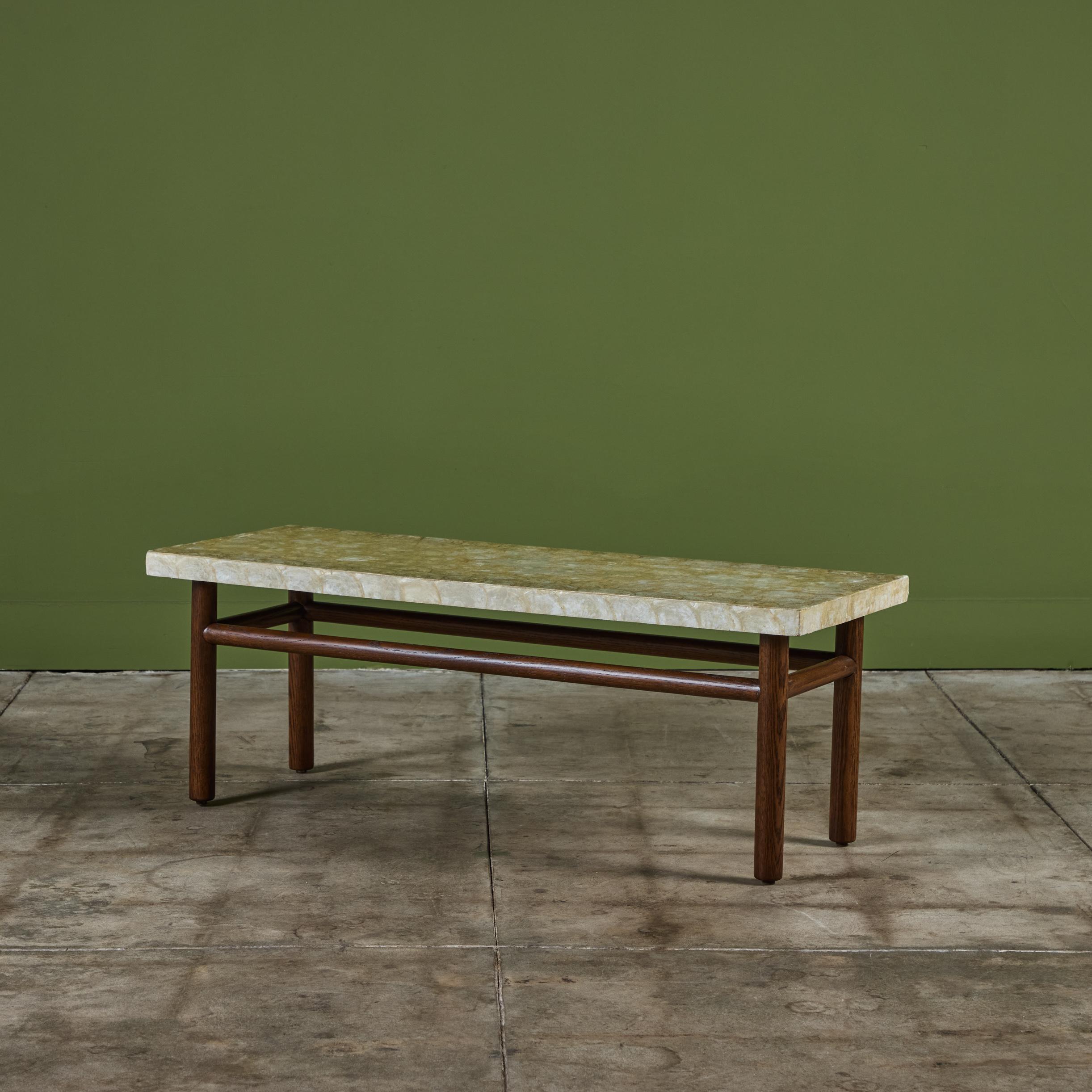 Mid-Century Modern T.H. Robsjohn Gibbings Capiz Shell Coffee Table for Widdicomb