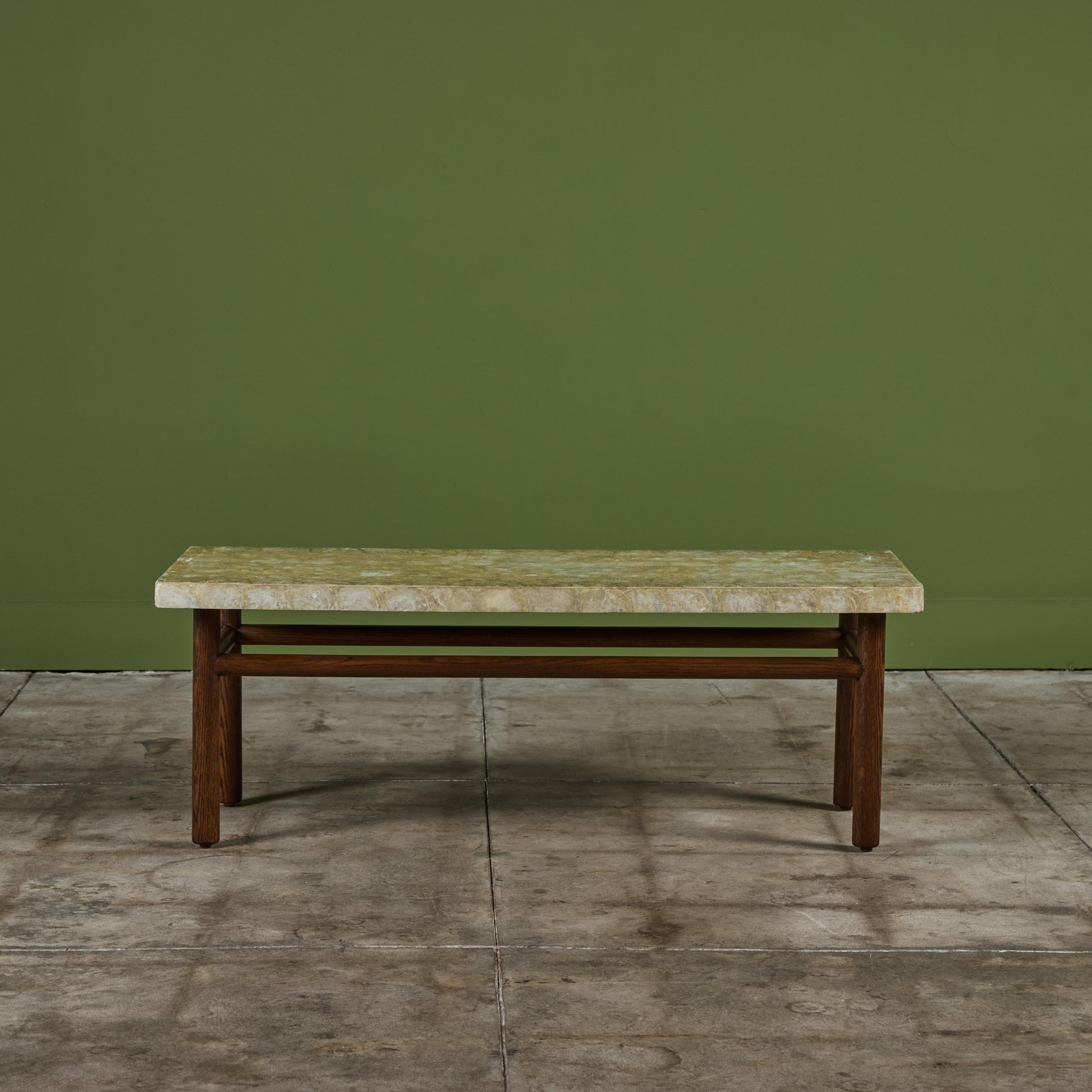 T.H. Robsjohn Gibbings Capiz Shell Coffee Table for Widdicomb 2