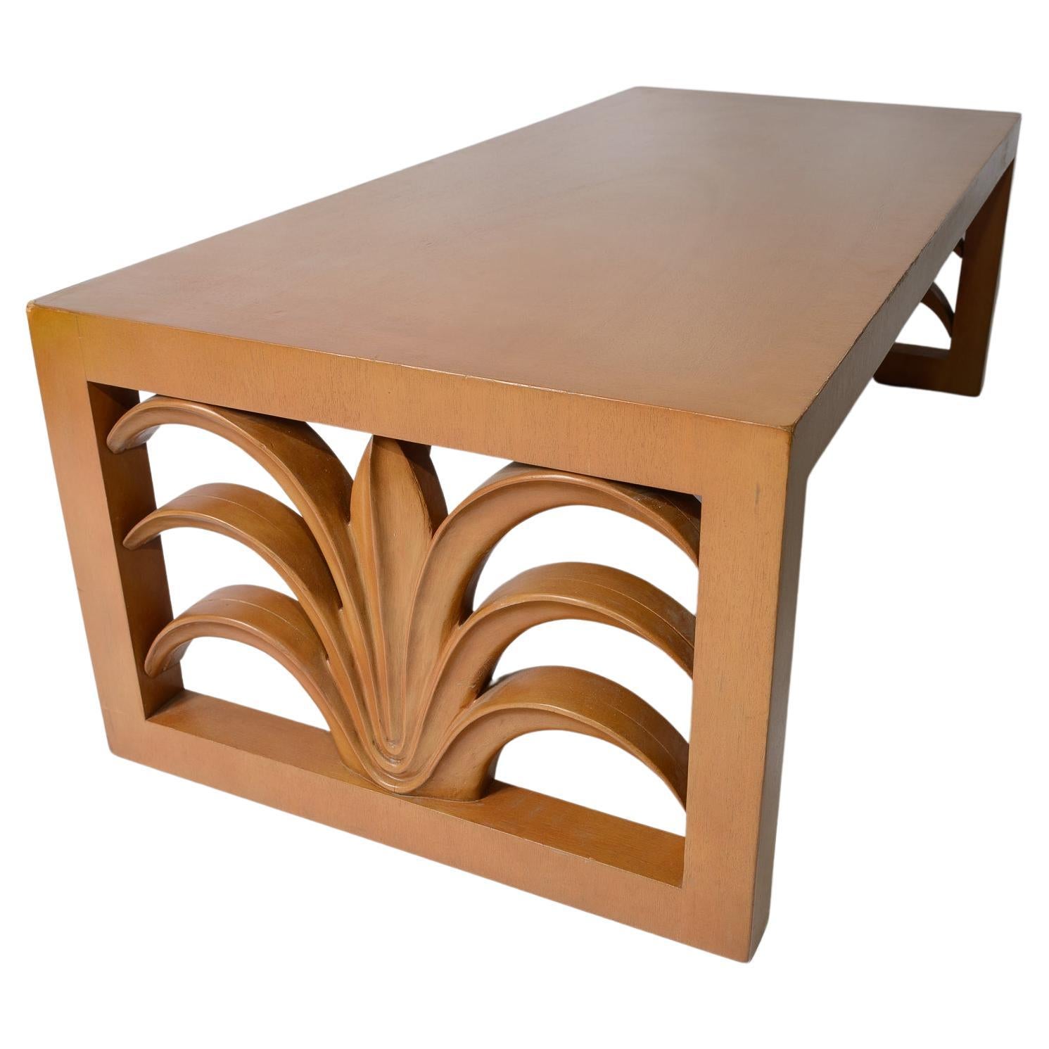 TH Robsjohn- Gibbings Carved Palm Frond Table