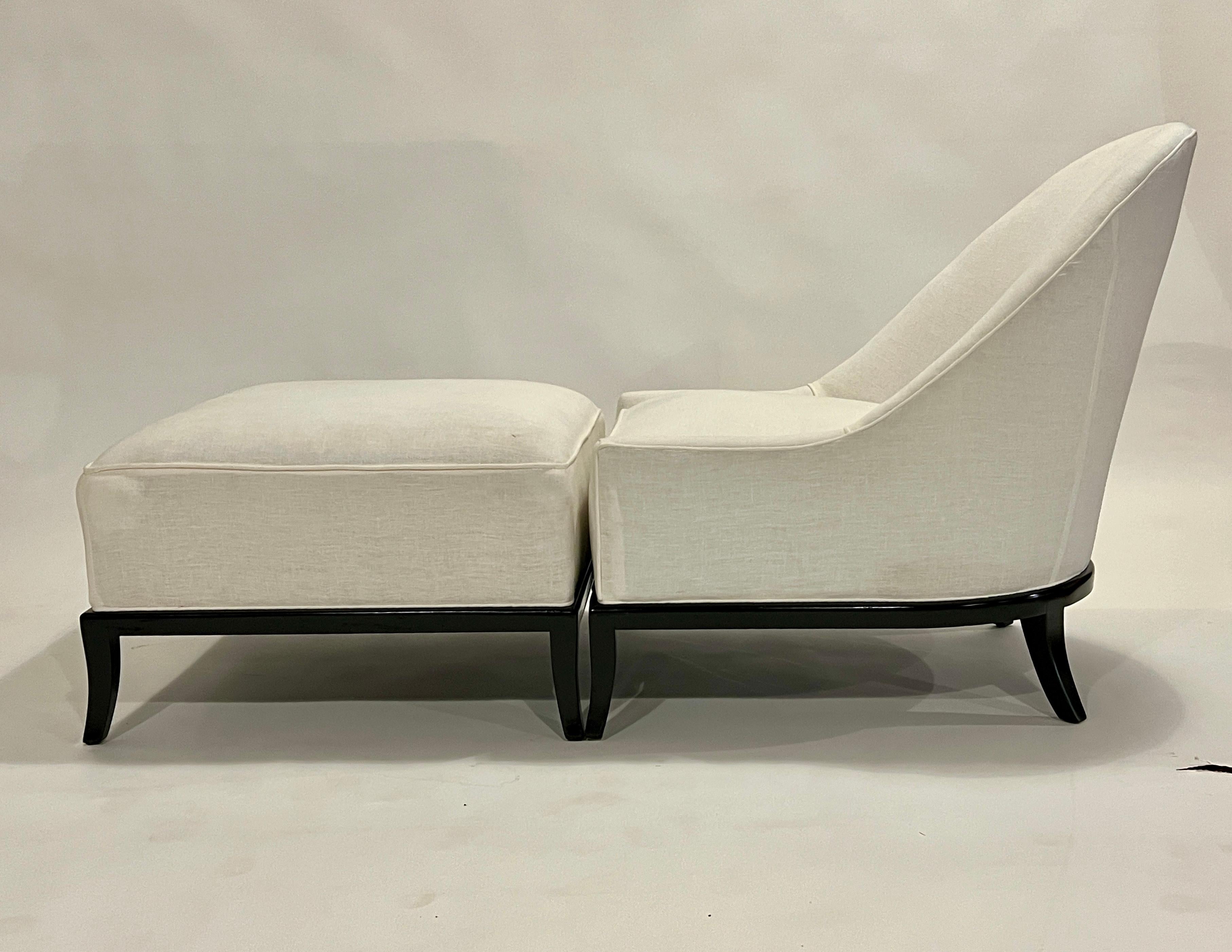 Mid-20th Century T.H. Robsjohn-Gibbings Chair and Ottoman For Sale