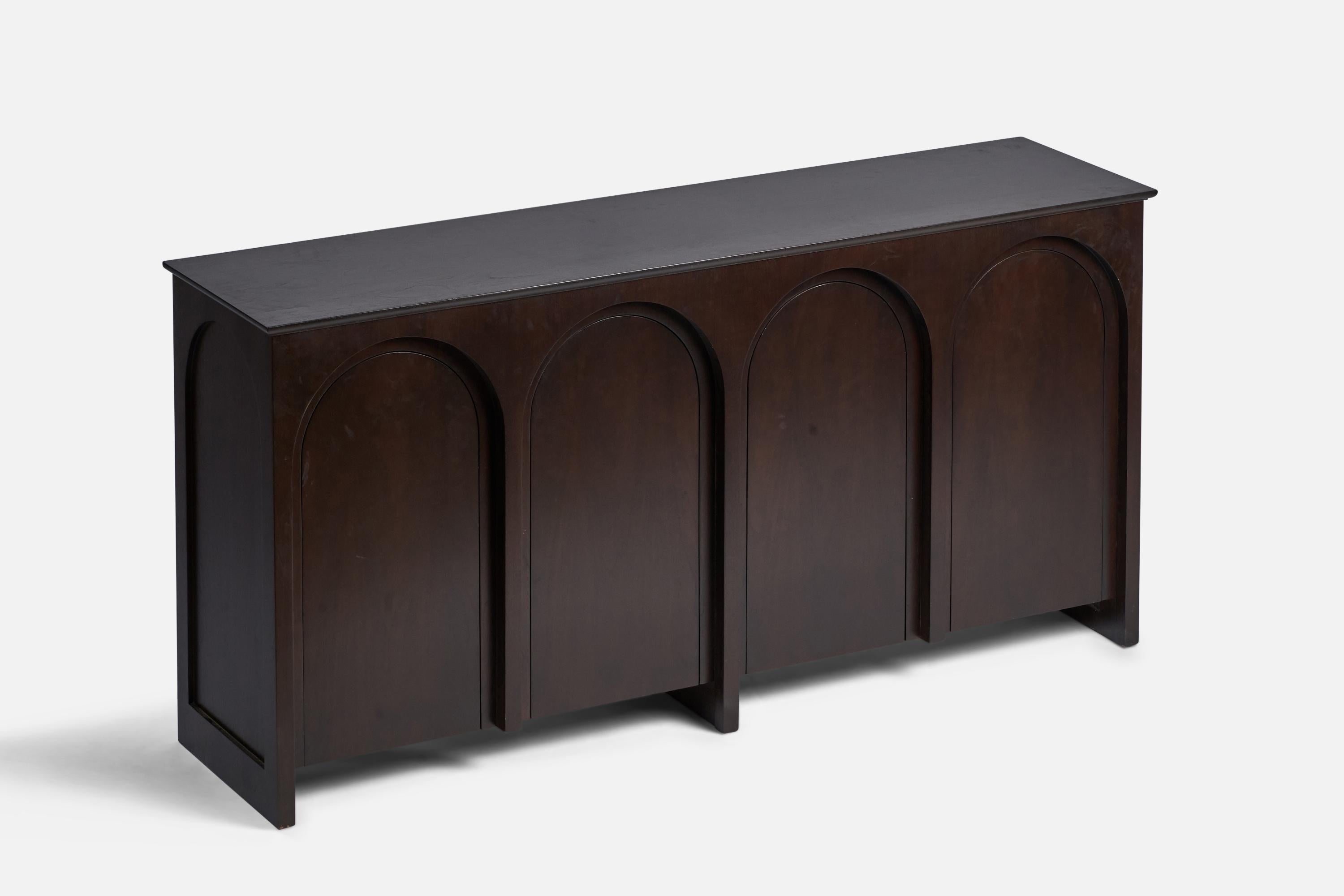 A dark-stained walnut 