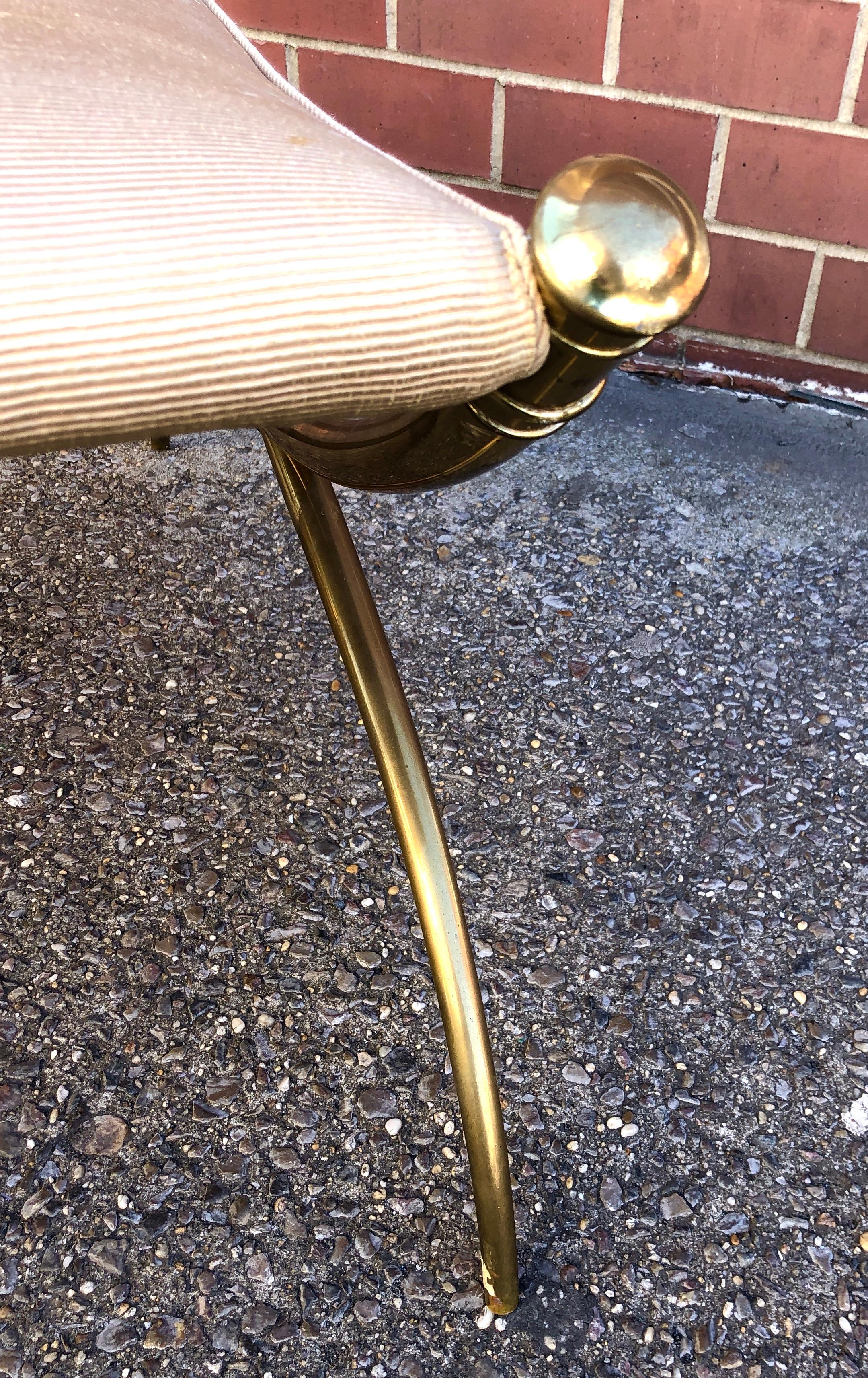 T.H. Robsjohn-Gibbings Custom Brass Curule Bench for the Kandell Residence For Sale 1