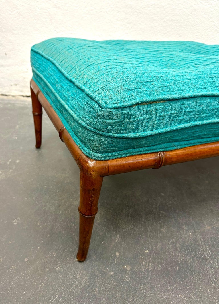 Upholstery T.H. Robsjohn-Gibbings Custom Walnut Bench for the Kandell Residence For Sale