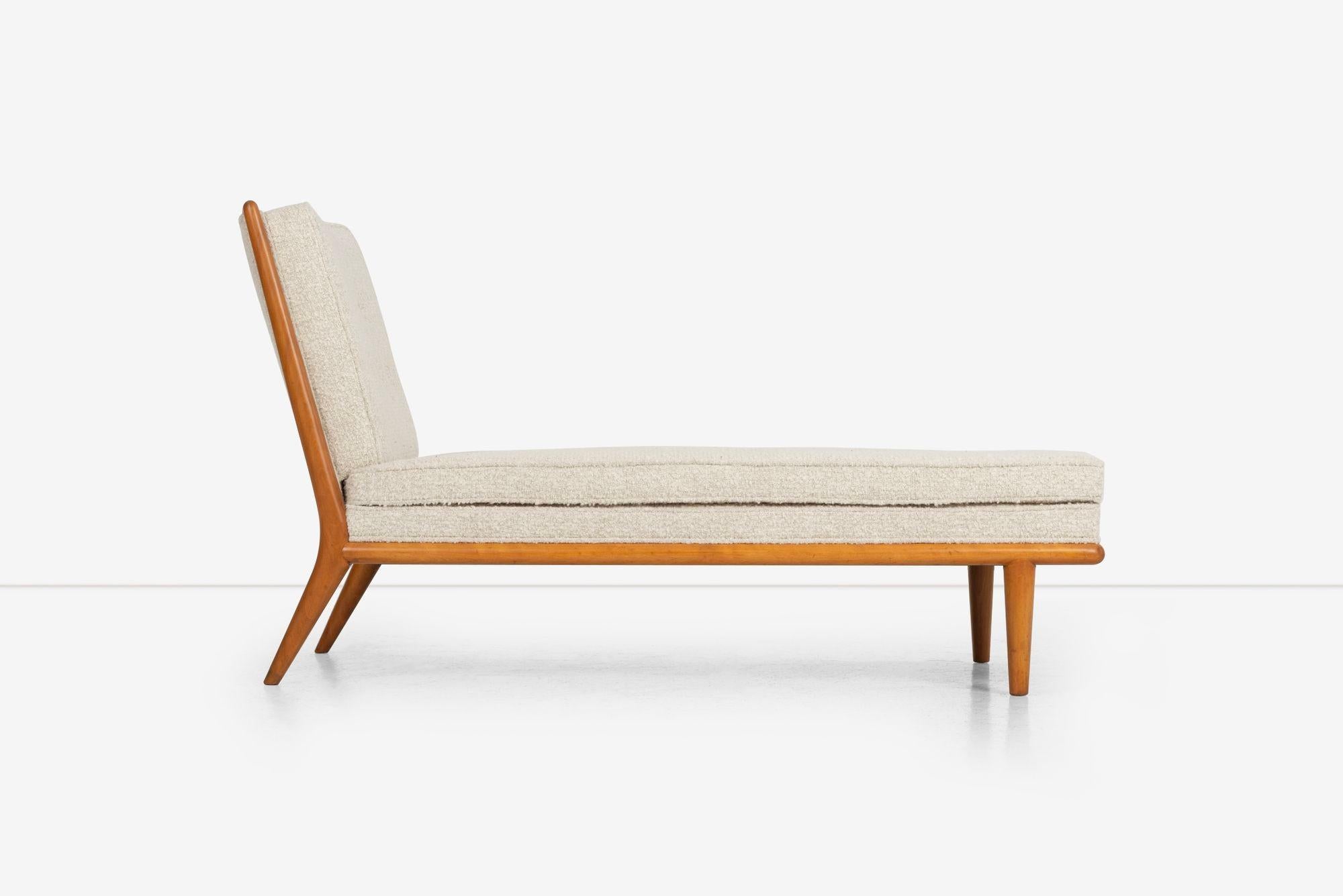T.H. Robsjohn-Gibbings Day Break Chaise Lounge, Model 1708
This elegant Day Break chaise lounge, designed by T.H. Robsjohn-Gibbings, has been professionally reupholstered with A buttoned tufted back with new foam and high-quality Great Plains