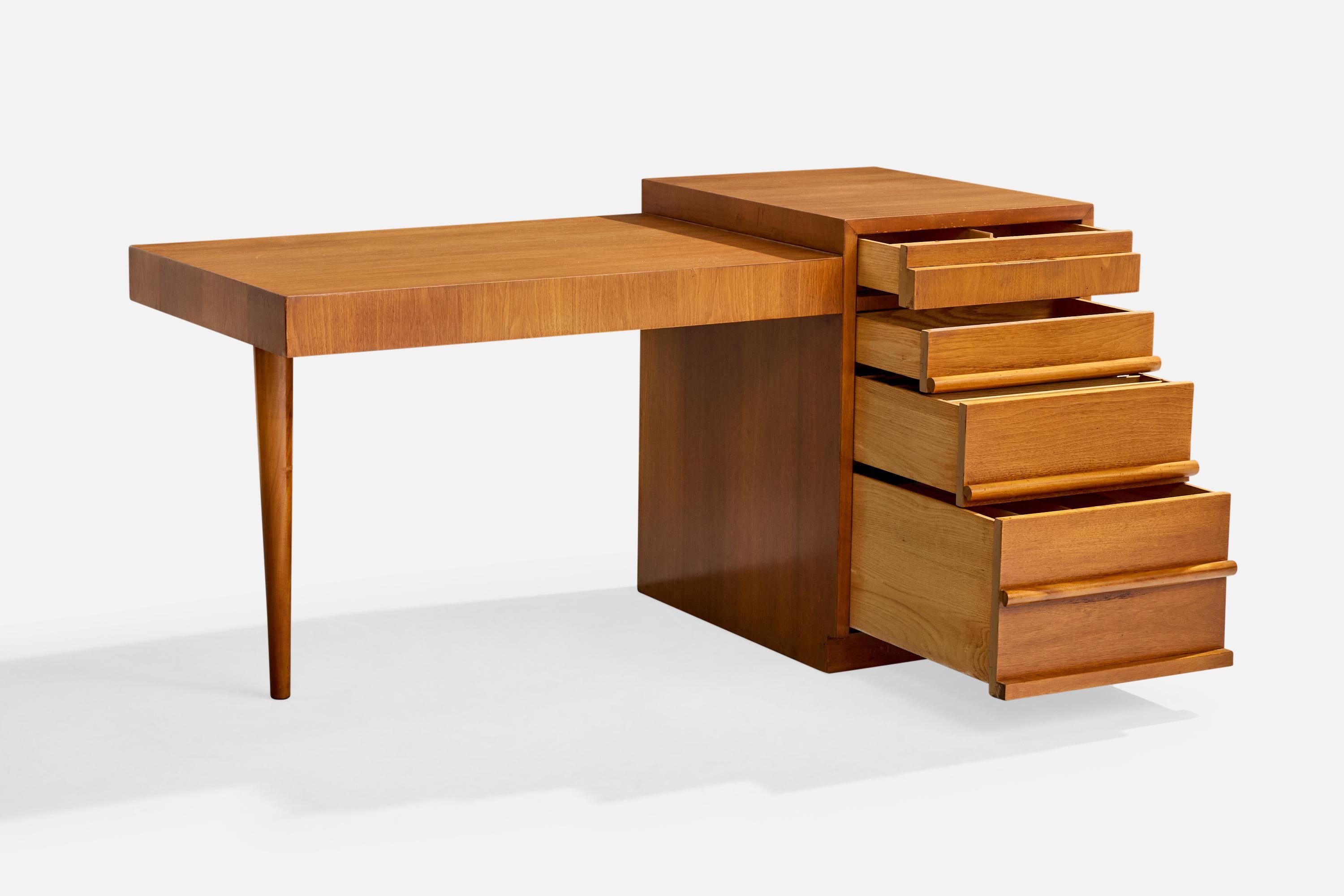 Mid-Century moderno T.H. Robsjohn-Gibbings, Scrivania, Noce, USA, anni '50 in vendita