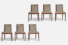 T.H. Robsjohn-Gibbings, Dining Chairs, Walnut, Fabric, USA, 1950s