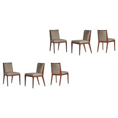 Vintage T.H. Robsjohn-Gibbings, Dining Chairs, Walnut, Fabric, USA, 1950s