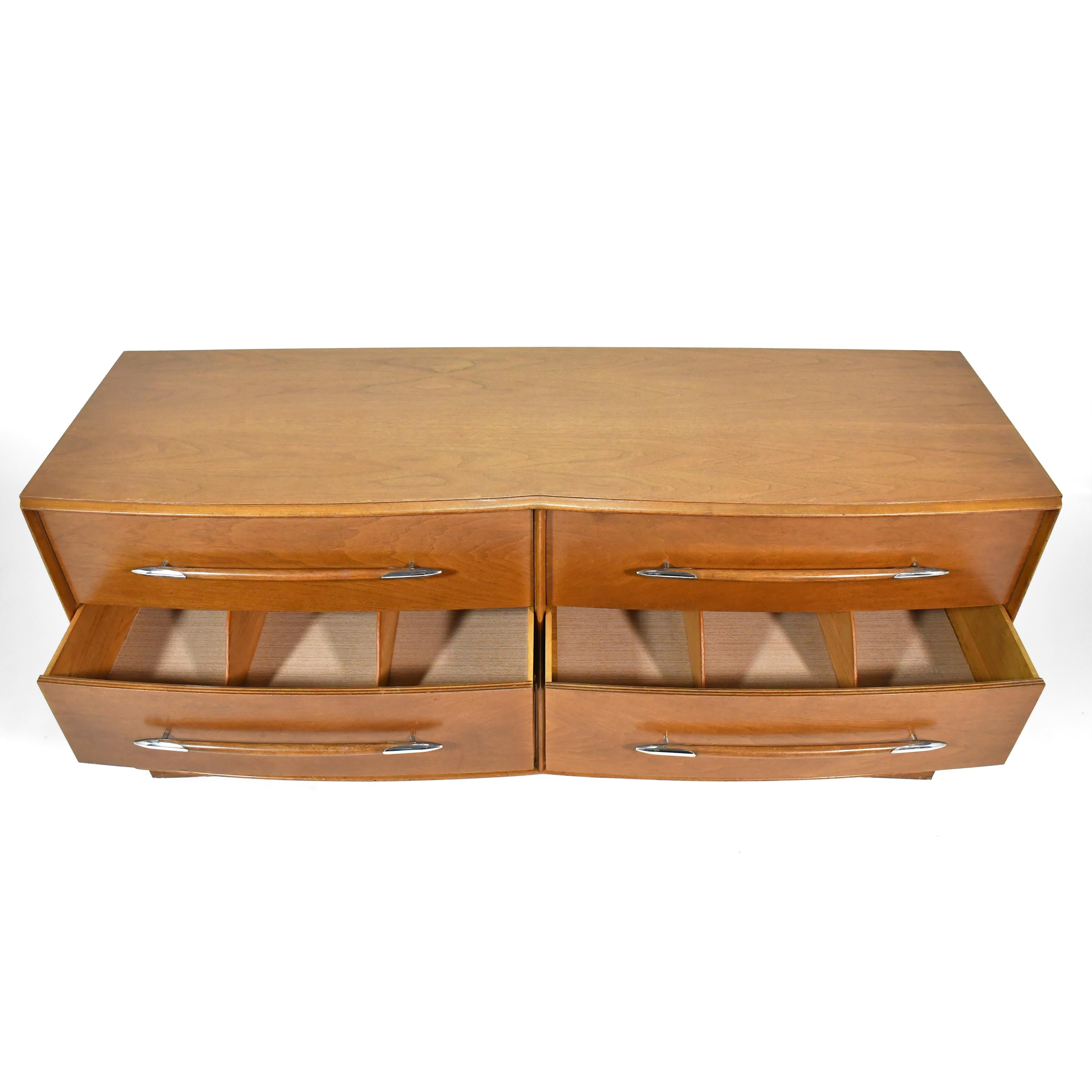 Walnut T.H. Robsjohn-Gibbings Double Dresser by Widdicomb For Sale