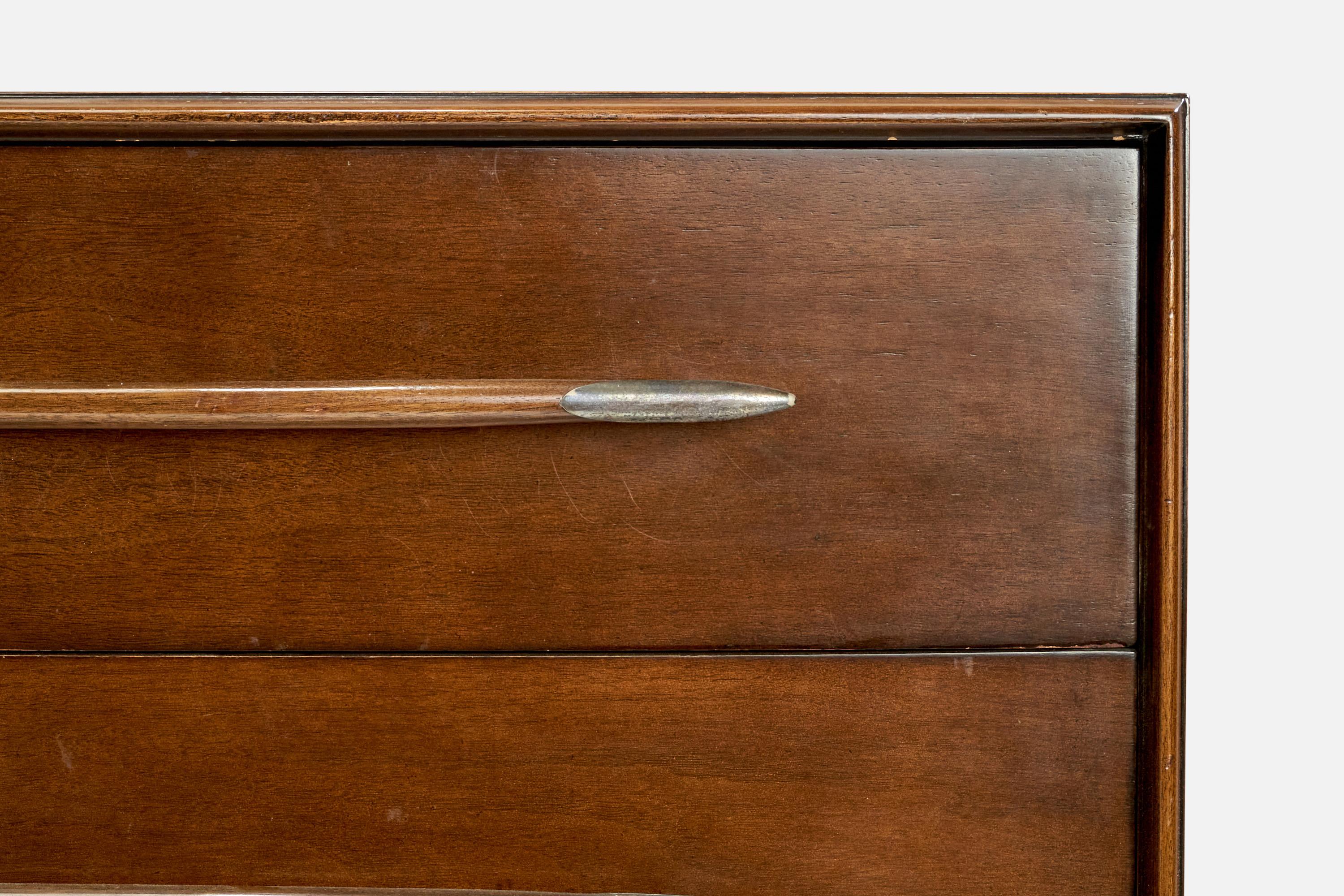 American T.H. Robsjohn-Gibbings, Dresser, Walnut, Brass, USA, 1950s For Sale