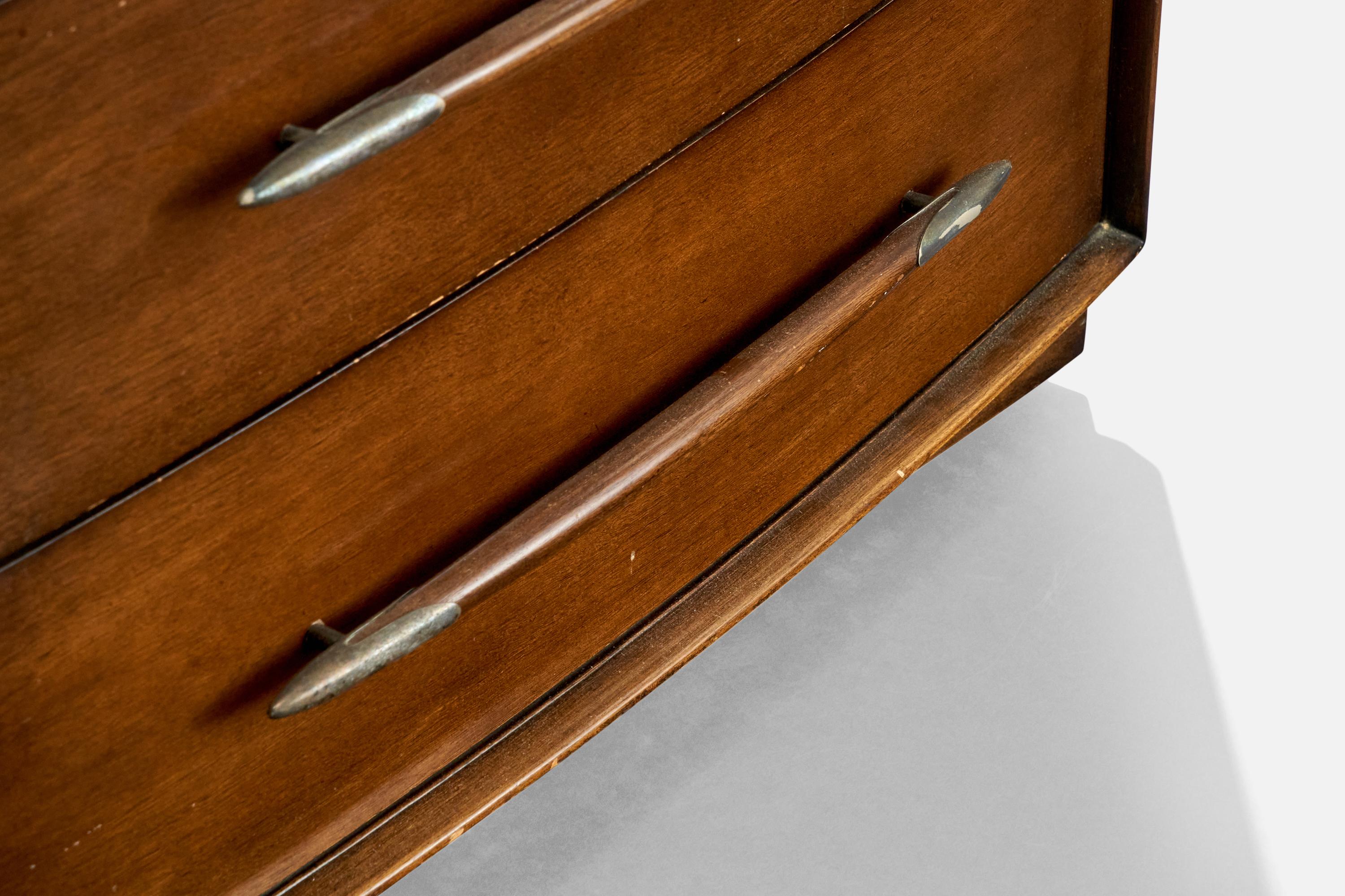 T.H. Robsjohn-Gibbings, Dresser, Walnut, Brass, USA, 1950s For Sale 1